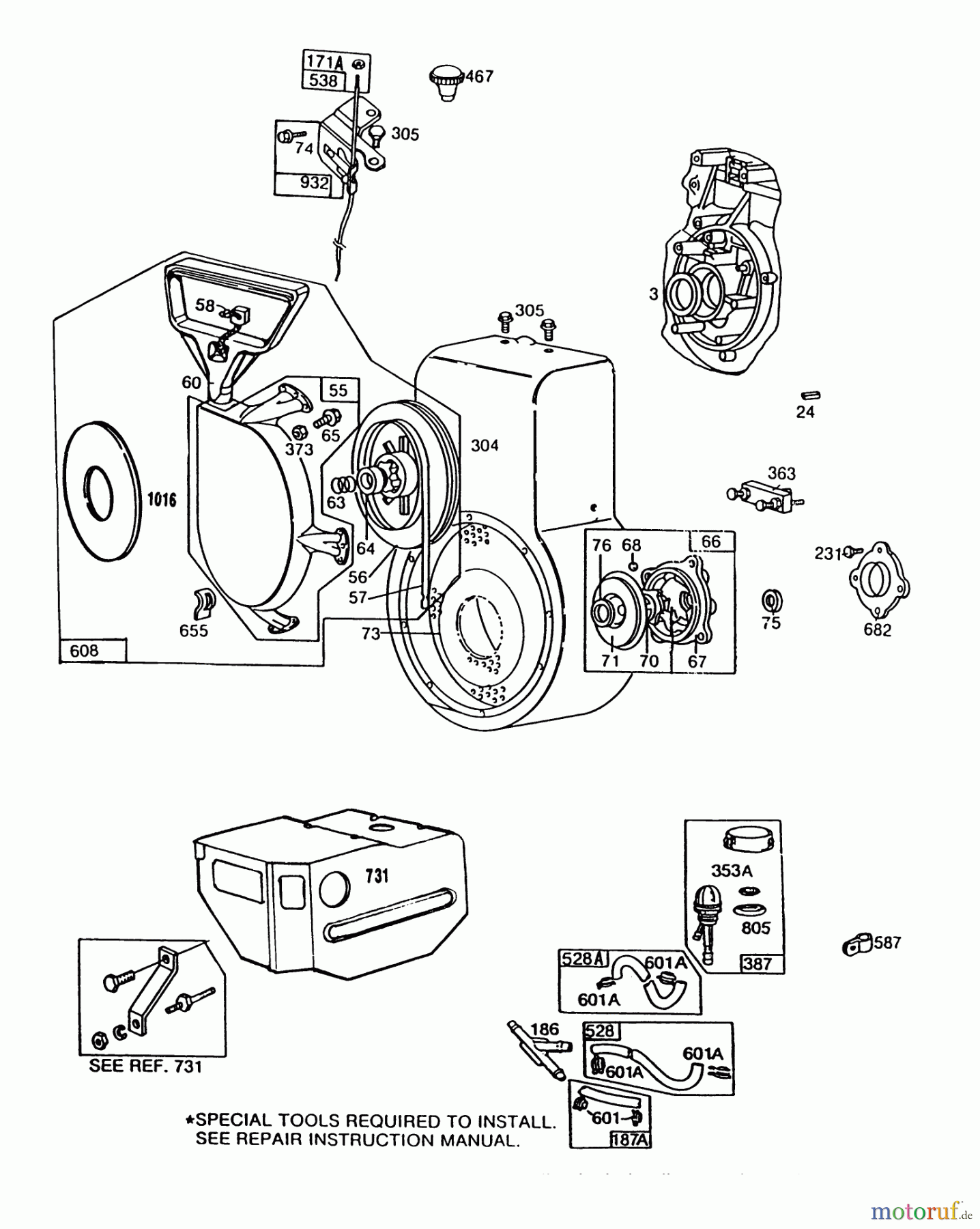  Toro Neu Snow Blowers/Snow Throwers Seite 1 38565 (1132) - Toro 1132 Power Shift Snowthrower, 1988 (8000001-8999999) ENGINE BRIGGS & STRATTON MODEL NO. 252416 TYPE 0749-01 (MODEL 38565) #2