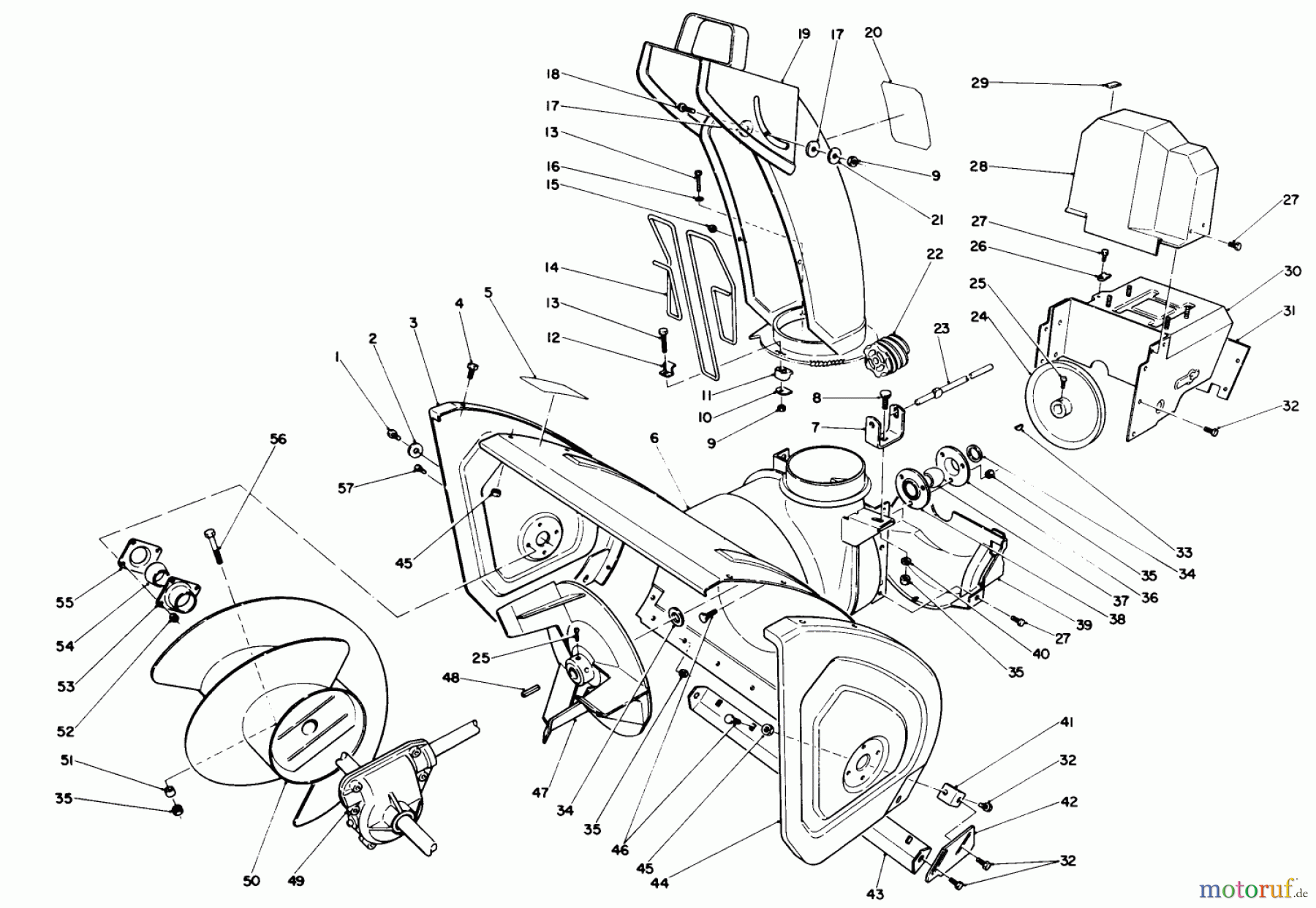  Toro Neu Snow Blowers/Snow Throwers Seite 1 38565 (1132) - Toro 1132 Power Shift Snowthrower, 1988 (8000001-8999999) HOUSING & CHUTE ASSEMBLY