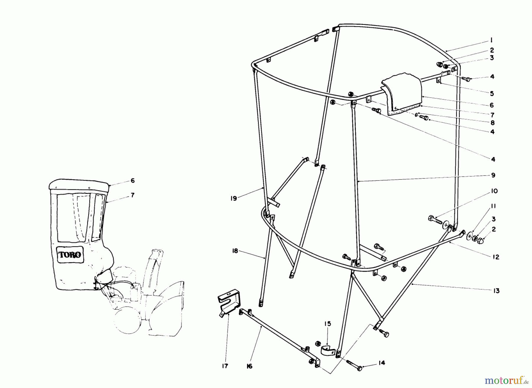 Toro Neu Snow Blowers/Snow Throwers Seite 1 38565 (1132) - Toro 1132 Power Shift Snowthrower, 1989 (9000001-9999999) SNOW CAB ASSEMBLY NO. 68-9500 (OPTIONAL)