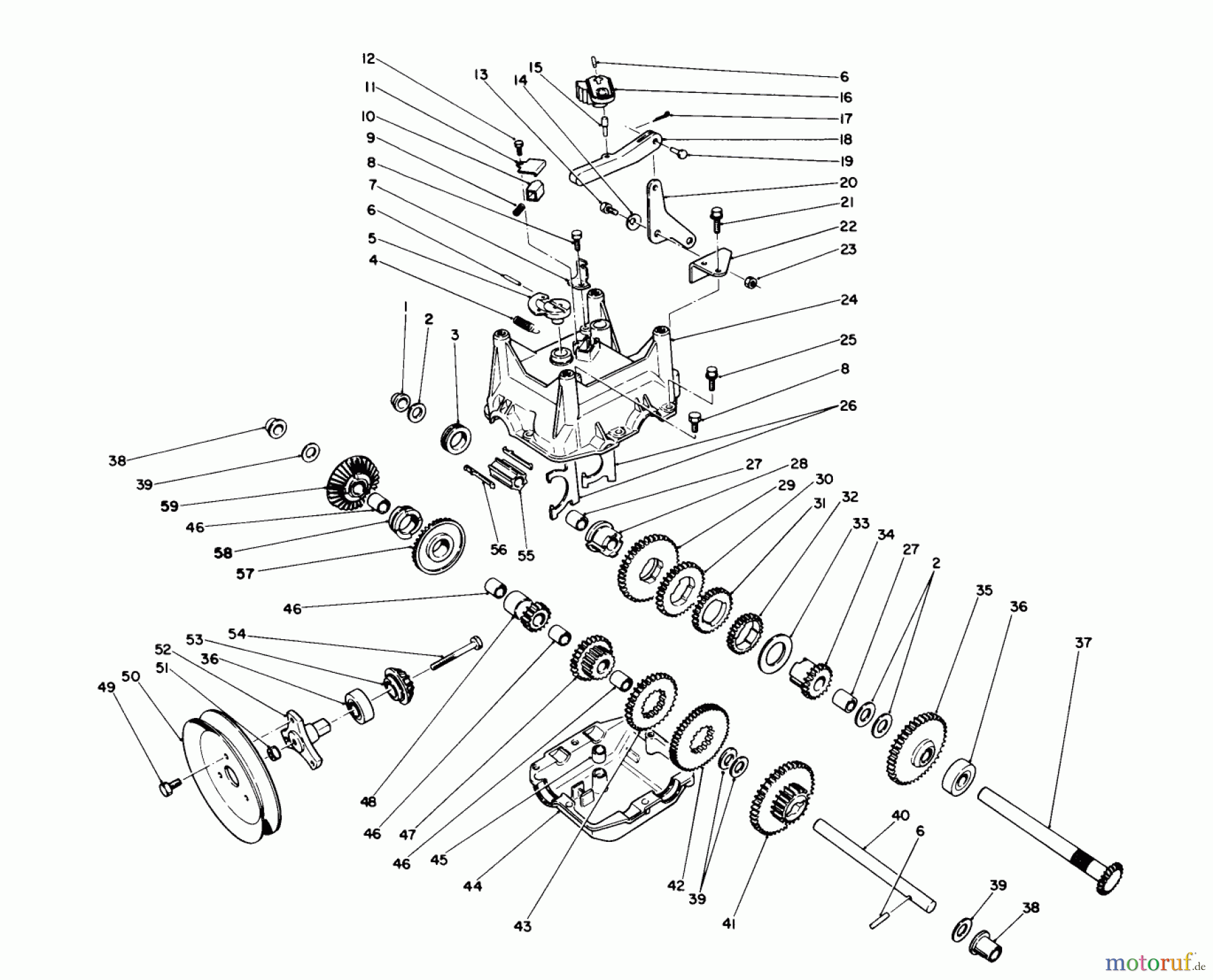  Toro Neu Snow Blowers/Snow Throwers Seite 1 38580 (1132) - Toro 1132 Power Shift Snowthrower, 1990 (0000001-0999999) TRANAMISAION ASSEMBLY NO. 66-8030