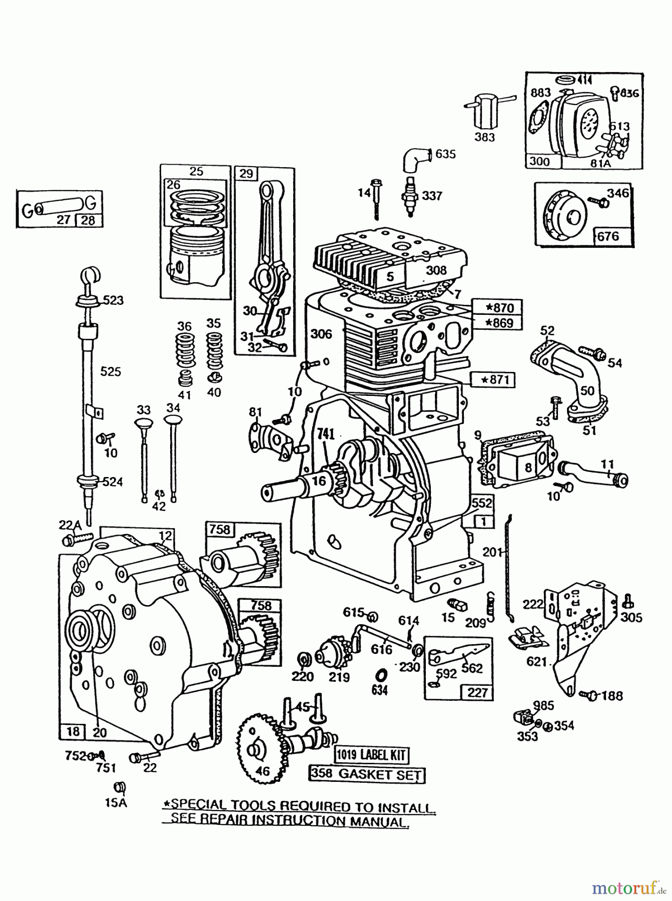Toro Neu Snow Blowers/Snow Throwers Seite 1 38580 (1132) - Toro 1132 Power Shift Snowthrower, 1991 (1000001-1999999) ENGINE BRIGGS & STRATTON MODEL 252416 TYPE 0756-01 & 0757-01 (MODEL NO.38580 & 38566)