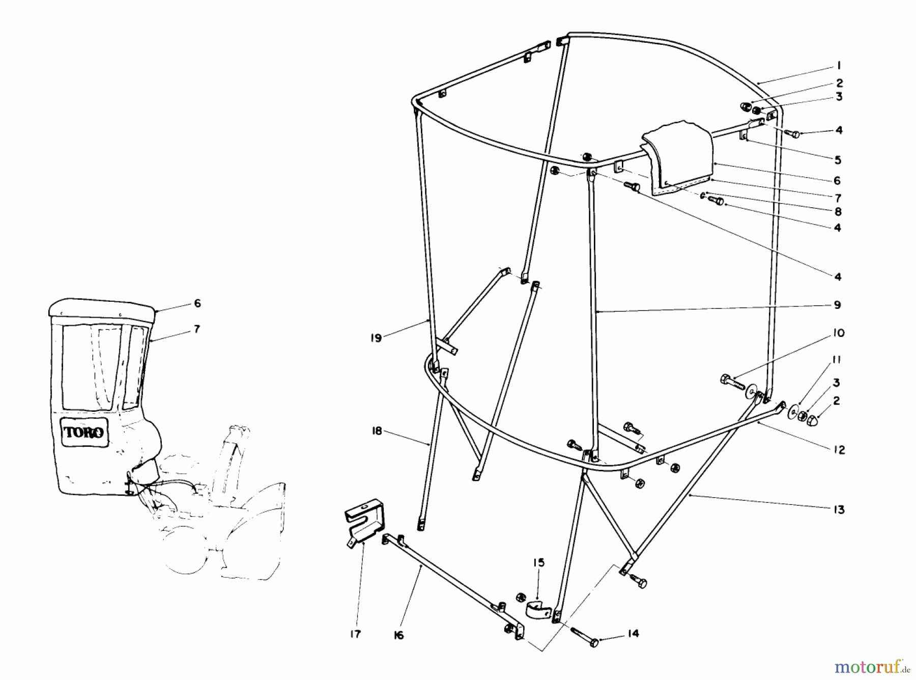 Toro Neu Snow Blowers/Snow Throwers Seite 1 38580 (1132) - Toro 1132 Power Shift Snowthrower, 1991 (1000001-1999999) SNOW CAB ASSEMBLY NO. 68-9500 (OPTIONAL)