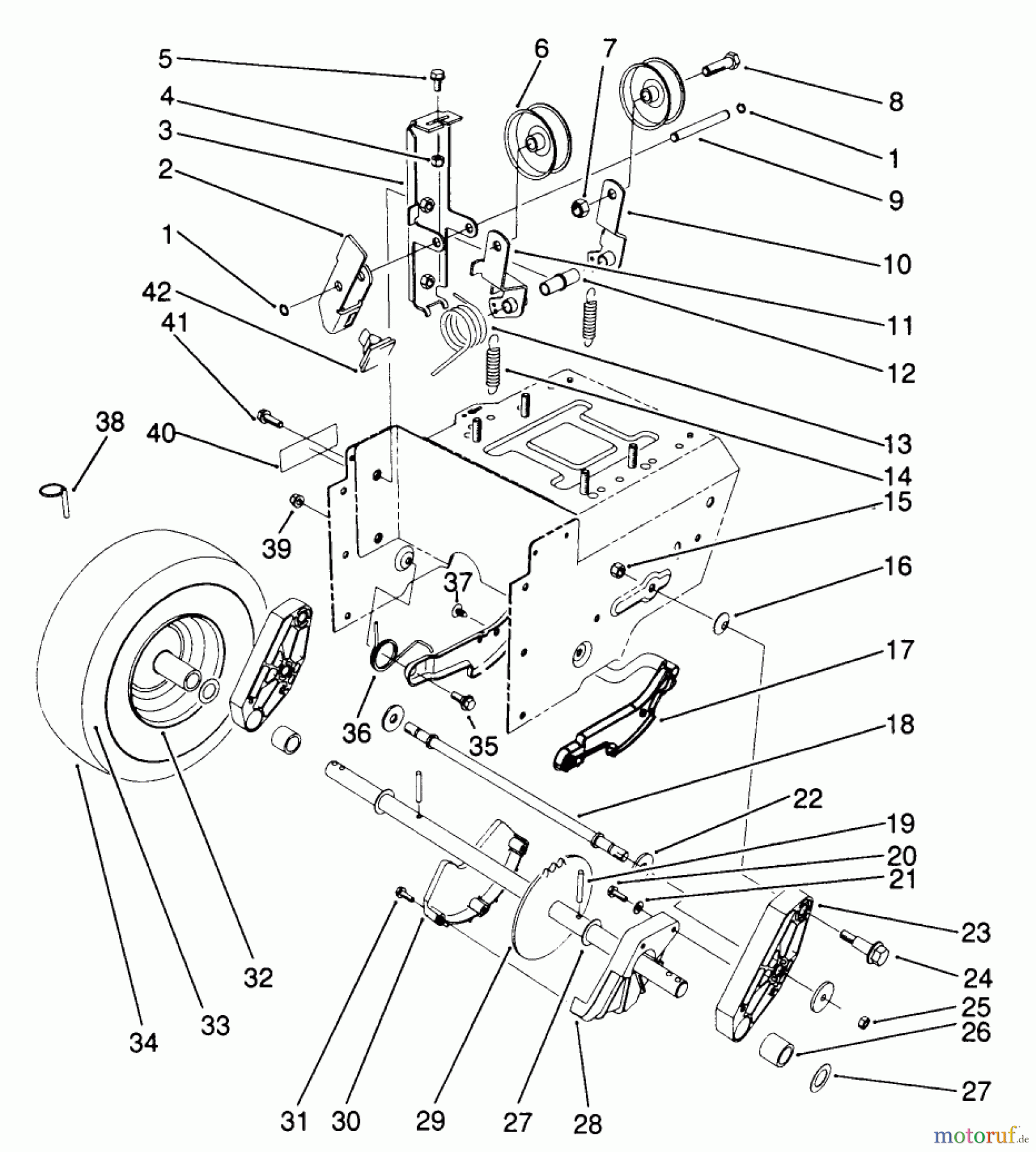 Toro Neu Snow Blowers/Snow Throwers Seite 1 38580 (1132) - Toro 1132 Power Shift Snowthrower, 1991 (1000001-1999999) TRACTION DRIVE ASSEMBLY