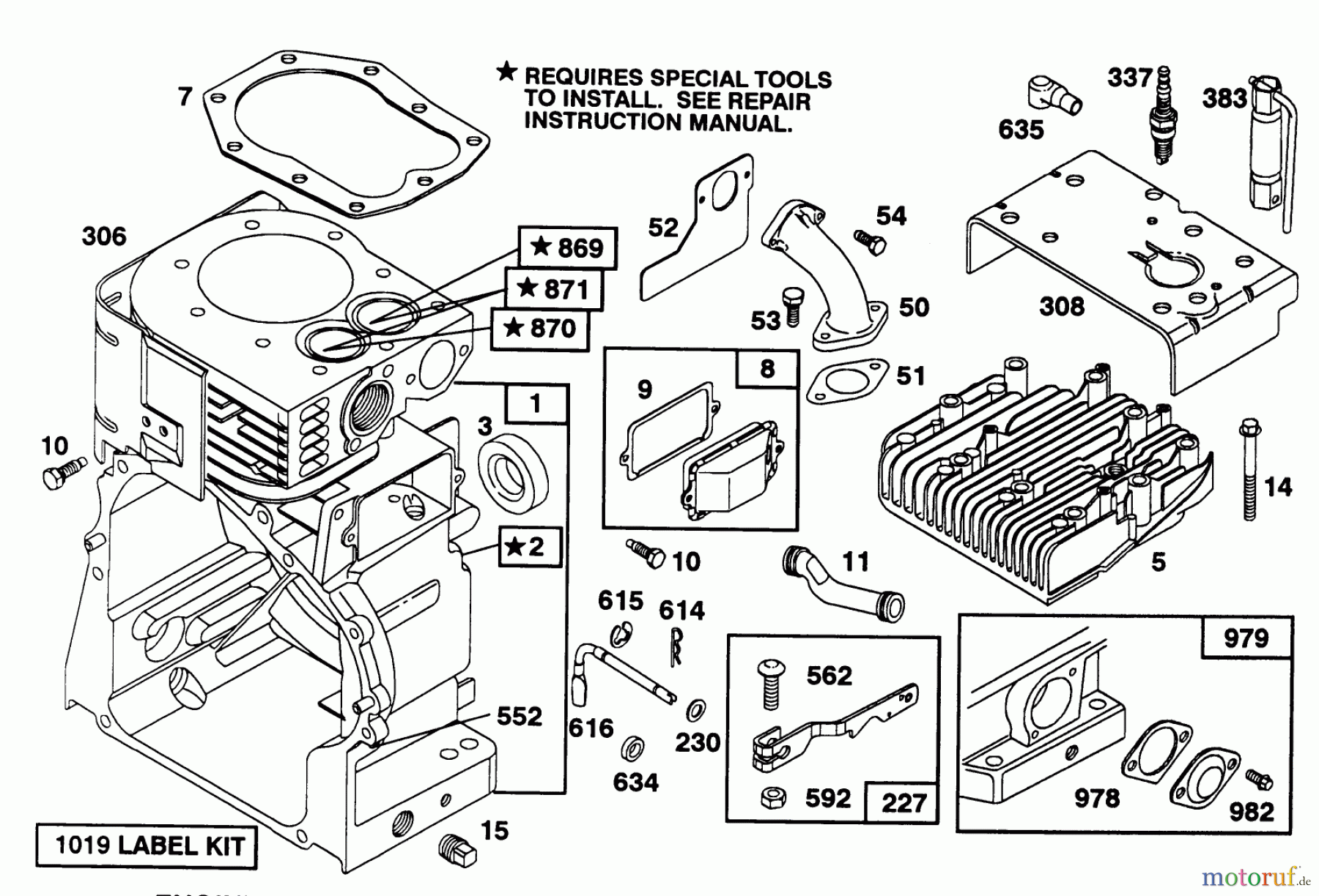  Toro Neu Snow Blowers/Snow Throwers Seite 1 38580 (1132) - Toro 1132 Power Shift Snowthrower, 1993 (3900001-3999999) ENGINE BRIGGS & STRATTON MODELS 252416-0756-01 & 252416-0757-01 #1
