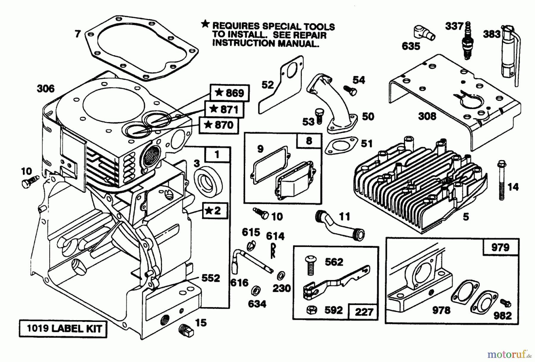  Toro Neu Snow Blowers/Snow Throwers Seite 1 38580 (1132) - Toro 1132 Power Shift Snowthrower, 1995 (5900001-5999999) ENGINE BRIGGS & STRATTON MODELS 252416-0756-01 & 252416-0757-01 #1