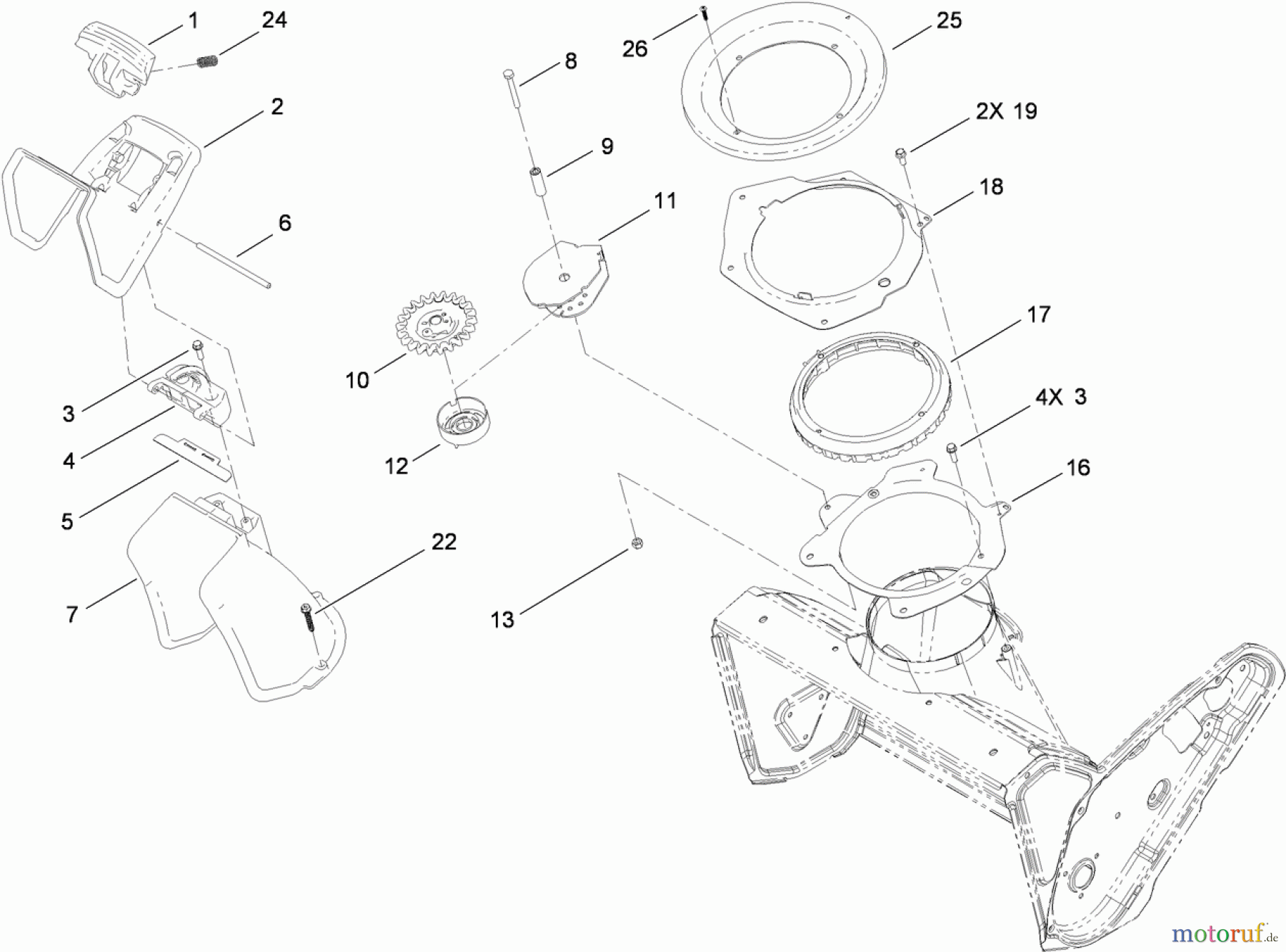Toro Neu Snow Blowers/Snow Throwers Seite 1 38569 (6053 ES) - Toro CCR 6053 ES Quick Clear Snowthrower, 2011 (311000001-311999999) CHUTE CONTROL ASSEMBLY