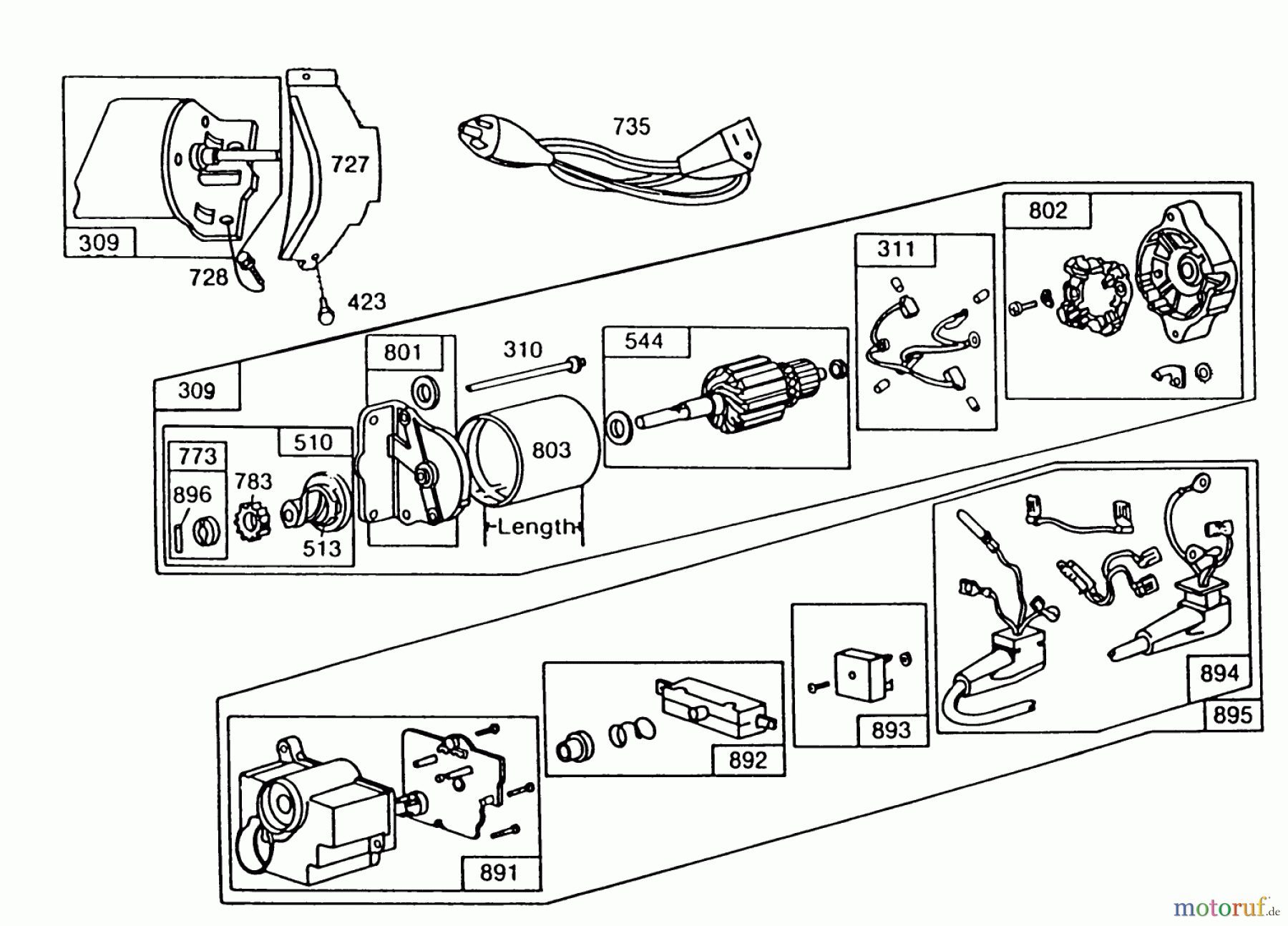  Toro Neu Snow Blowers/Snow Throwers Seite 1 38570 (828) - Toro 828 Power Shift Snowthrower, 1988 (8000001-8999999) 120V ELECTRIC STARTER MOTOR NO. 396506 (OPTIONAL)