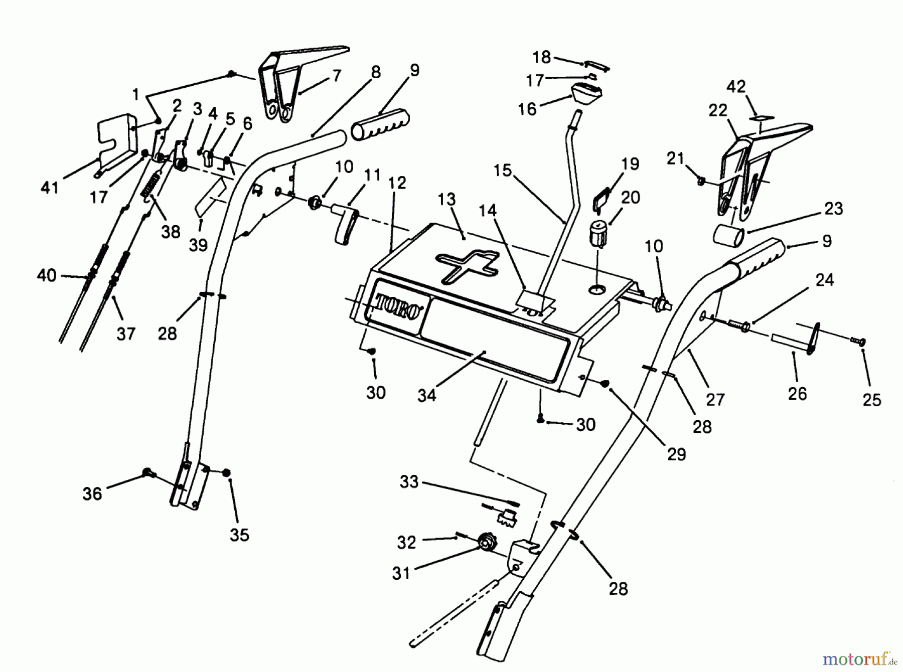 Toro Neu Snow Blowers/Snow Throwers Seite 1 38570 (828) - Toro 828 Power Shift Snowthrower, 1988 (8000001-8999999) HANDLE ASSEMBLY