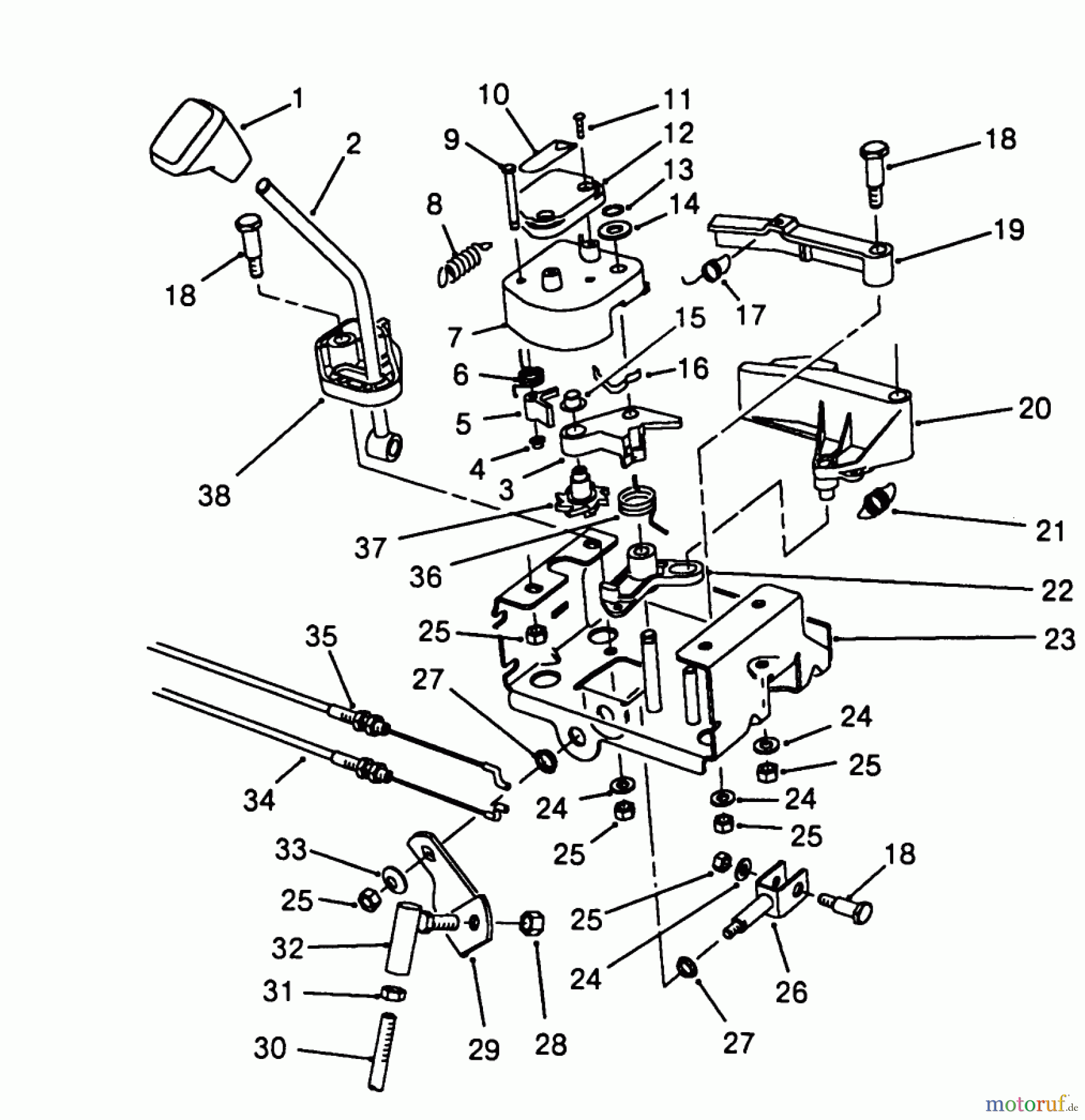  Toro Neu Snow Blowers/Snow Throwers Seite 1 38570 (828) - Toro 828 Power Shift Snowthrower, 1988 (8000001-8999999) TRACTION LINKAGE ASSEMBLY