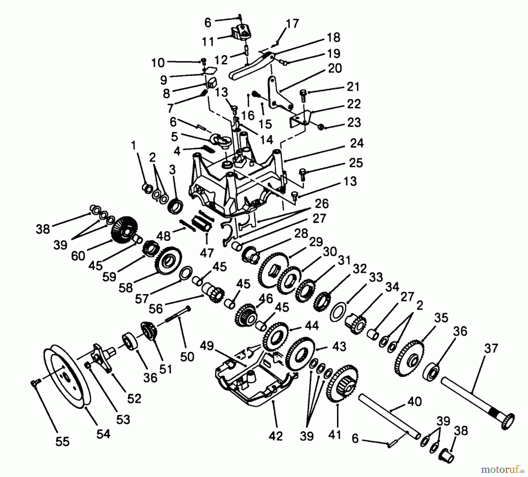  Toro Neu Snow Blowers/Snow Throwers Seite 1 38570 (828) - Toro 828 Power Shift Snowthrower, 1988 (8000001-8999999) TRANSMISSION ASSEMBLY NO. 62-0190