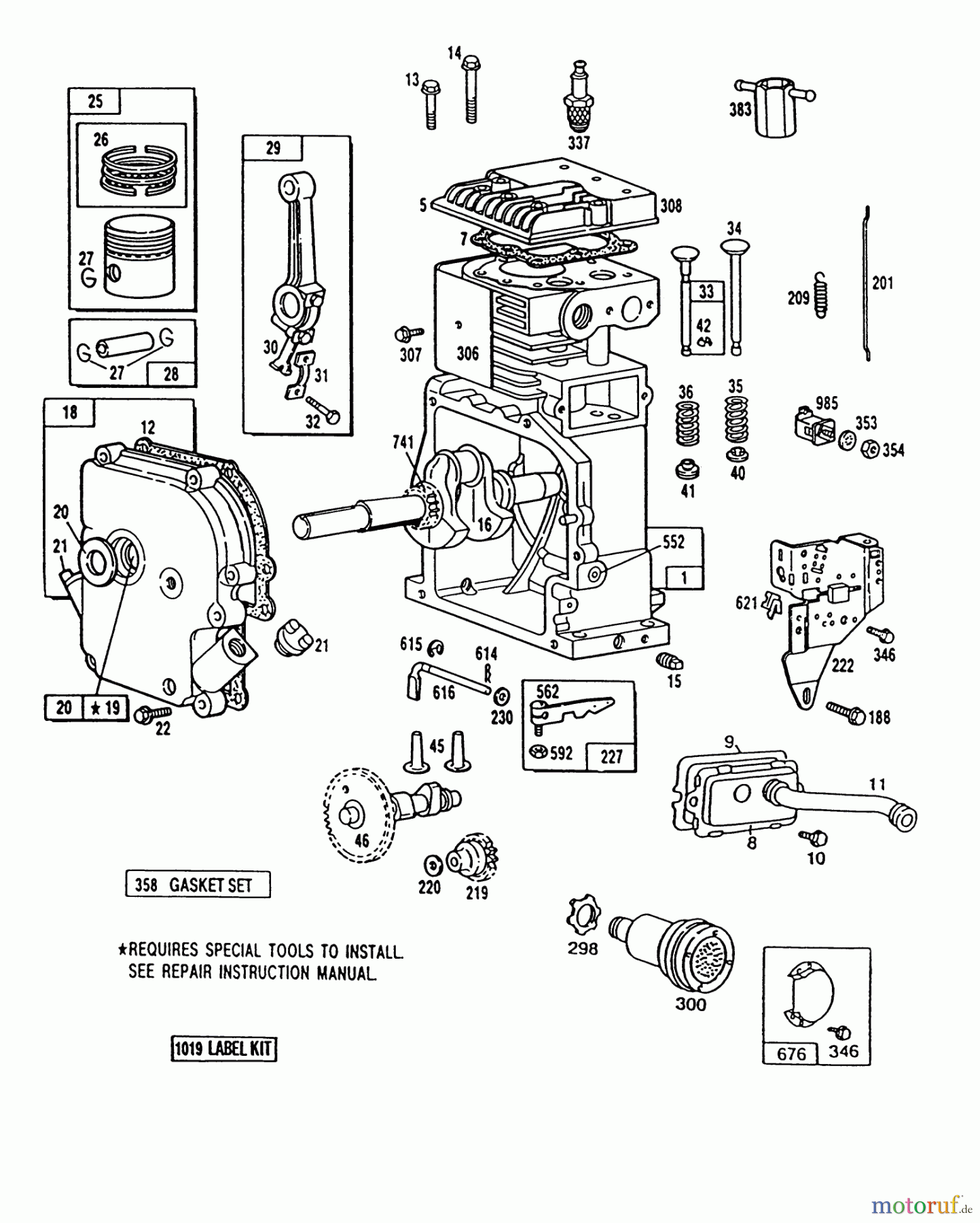  Toro Neu Snow Blowers/Snow Throwers Seite 1 38570 (828) - Toro 828 Power Shift Snowthrower, 1991 (1000001-1999999) ENGINE BRIGGS & STRATTON MODEL 190406 TYPE 3104-01 #1