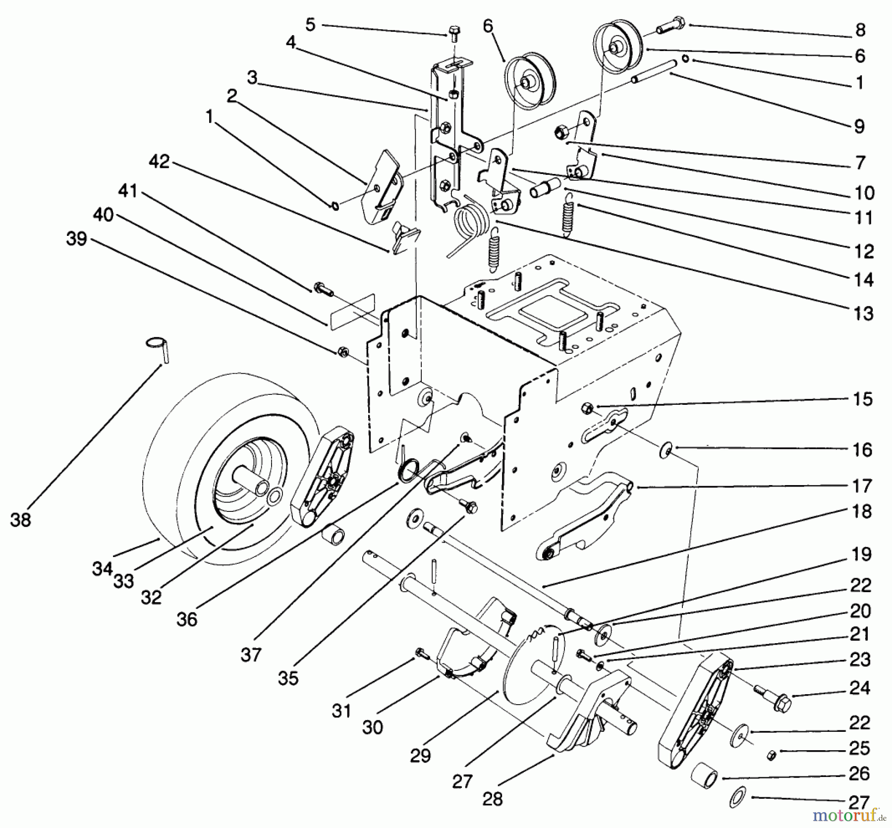  Toro Neu Snow Blowers/Snow Throwers Seite 1 38570 (828) - Toro 828 Power Shift Snowthrower, 1992 (2000001-2999999) TRACTION DRIVE ASSEMBLY