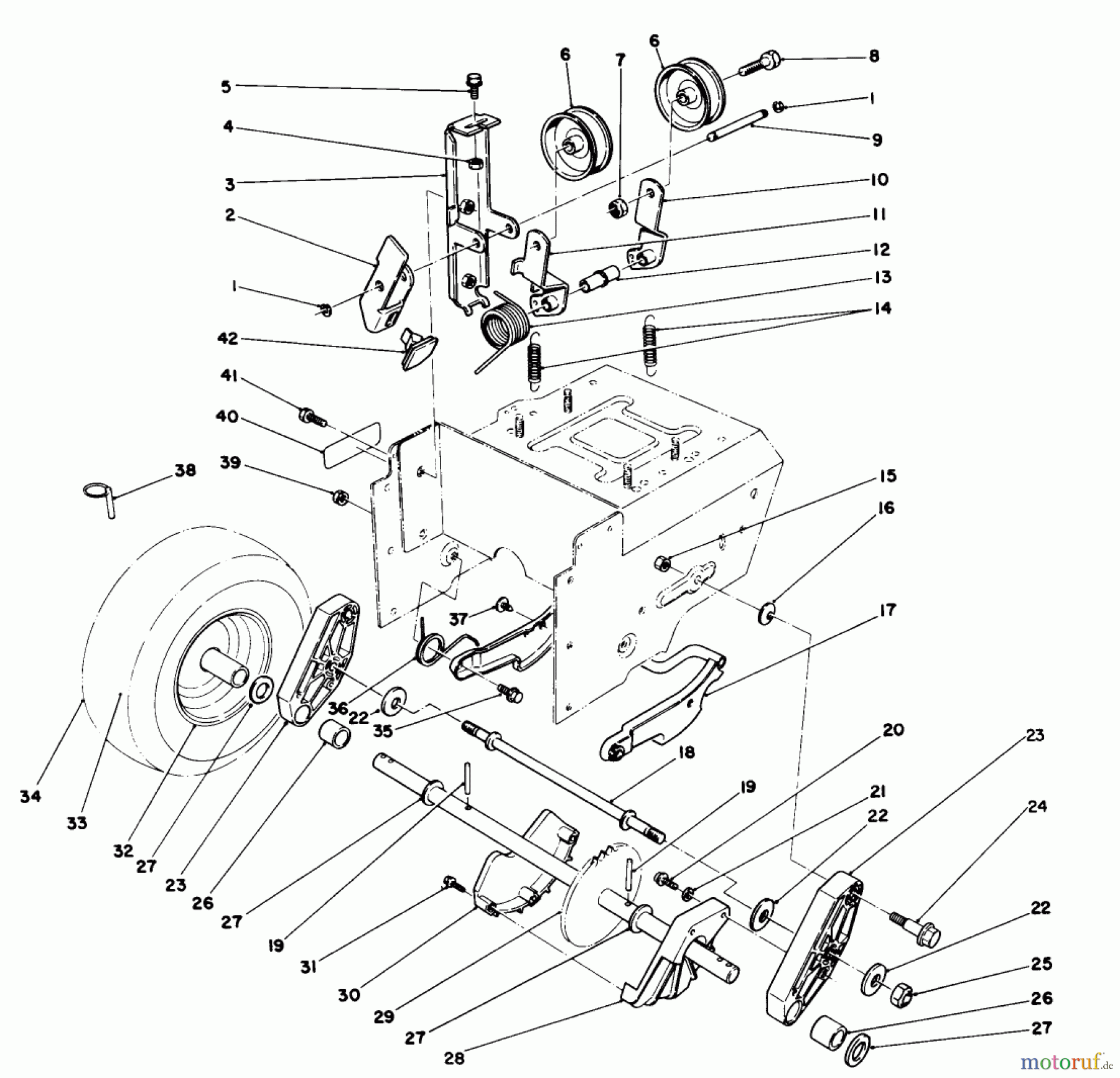  Toro Neu Snow Blowers/Snow Throwers Seite 1 38574 (828) - Toro 828 Power Shift Snowthrower, 1990 (0000001-0999999) TRACTION DRIVE ASSEMBLY