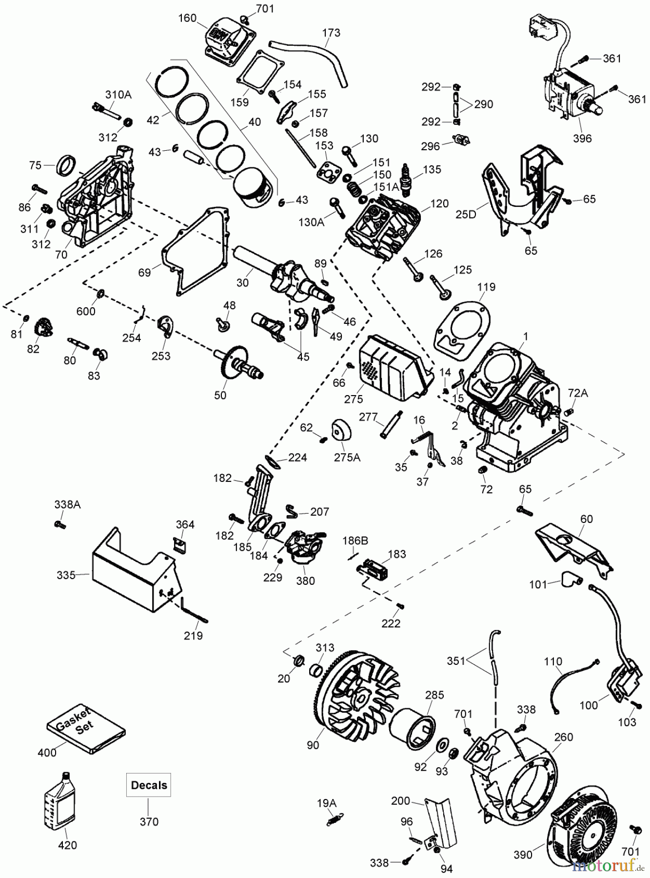 Toro Neu Snow Blowers/Snow Throwers Seite 1 38577 (6053) - Toro CCR 6053 Quick Clear Snowthrower, 2008 (280000001-280999999) ENGINE ASSEMBLY NO. 2 TECUMSEH OH195SA-72568G