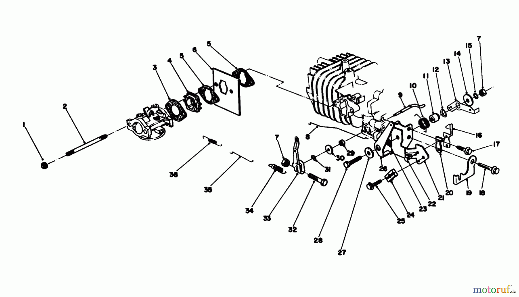Toro Neu Engines 59255 - Toro Replacement Engine, 2-Cycle (Zone Start), 1984 (4000001-4999999) GOVERNOR ASSEMBLY