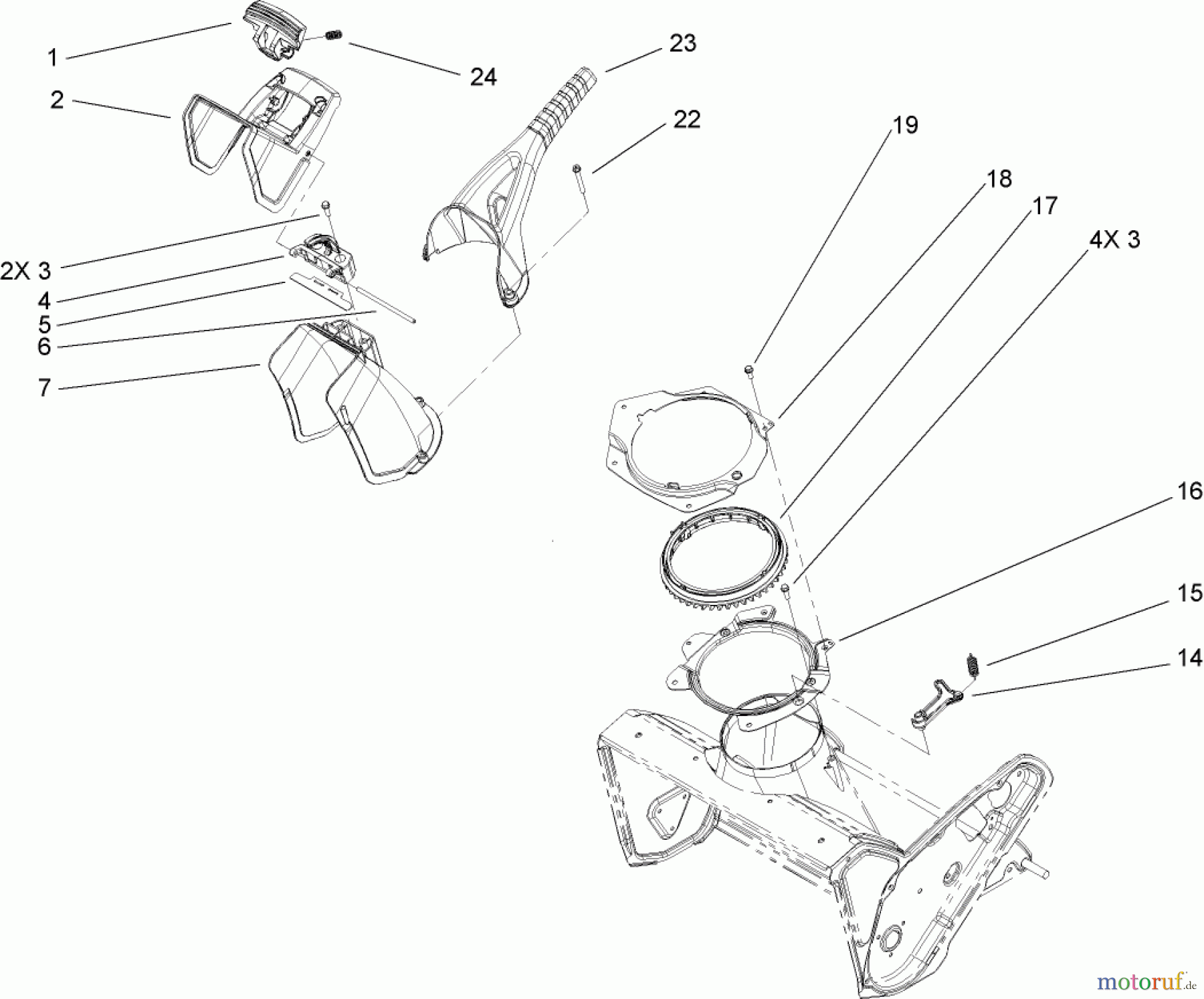 Toro Neu Snow Blowers/Snow Throwers Seite 1 38581 - Toro Power Clear Snowthrower, 2009 (290000001-290999999) CHUTE ASSEMBLY