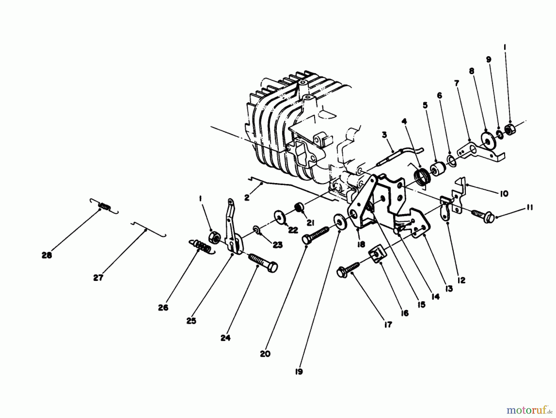 Toro Neu Engines 59257 - Toro Replacement Engine, 2-Cycle (Zone Start), 1985 (5000001-5999999) GOVERNOR ASSEMBLY