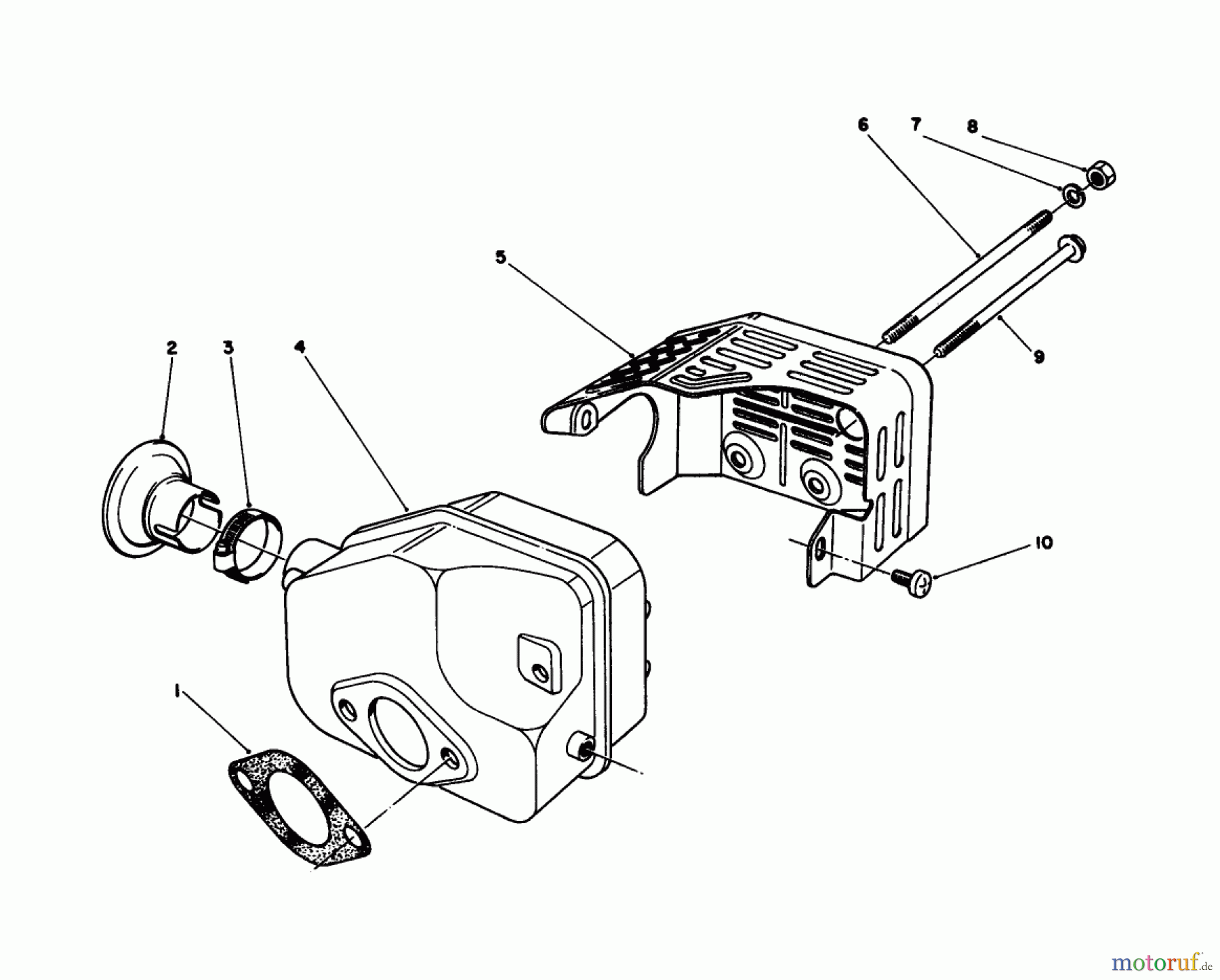 Toro Neu Engines 59257 - Toro Replacement Engine, 2-Cycle (Zone Start), 1985 (5000001-5999999) MUFFLER ASSEMBLY