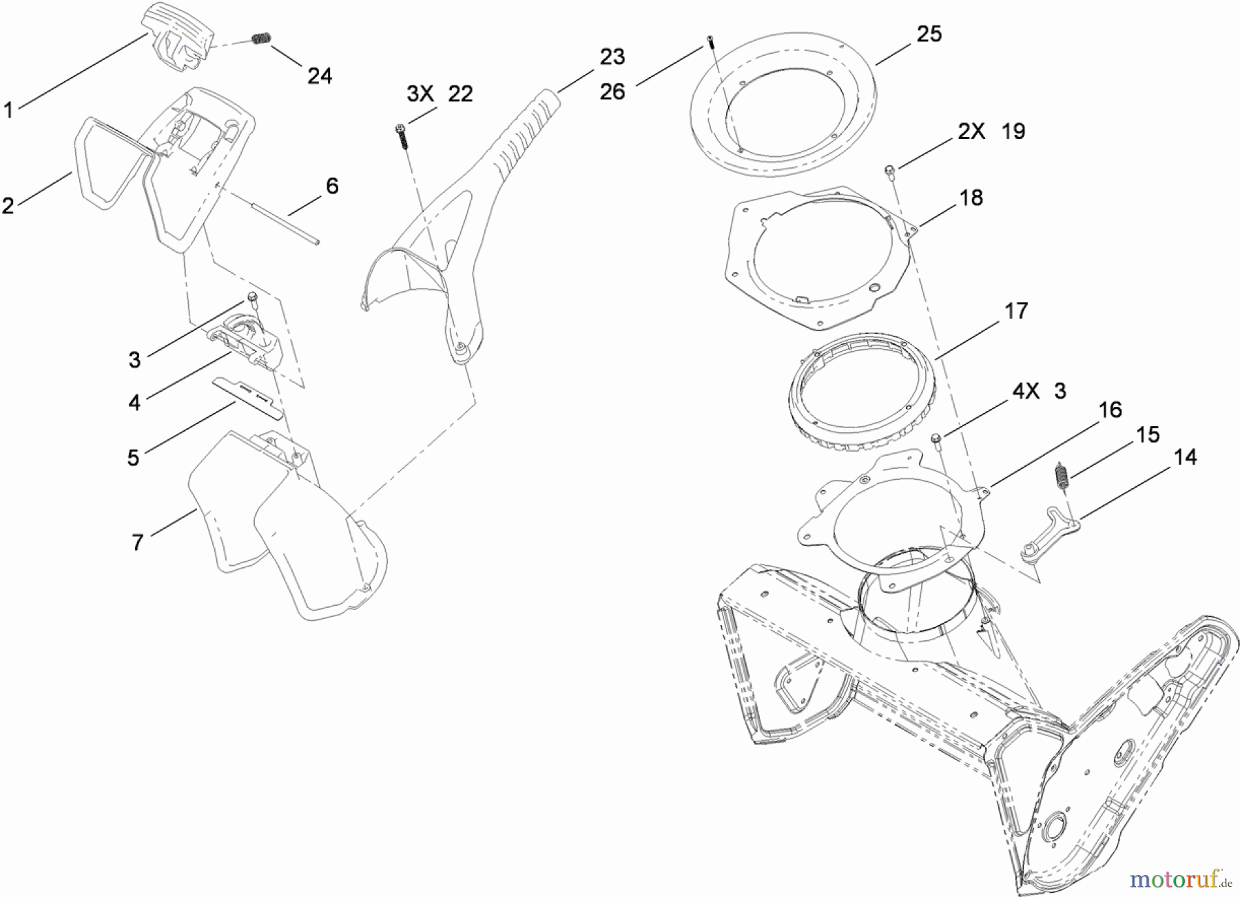  Toro Neu Snow Blowers/Snow Throwers Seite 1 38582 - Toro Power Clear Snowthrower, 2010 (310000001-310999999) CHUTE CONTROL ASSEMBLY