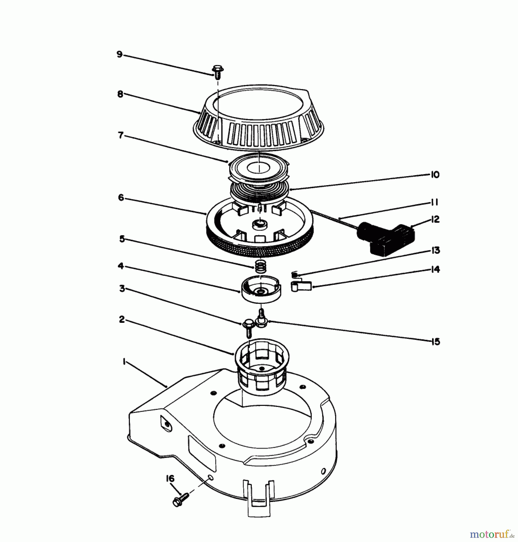 Toro Neu Engines 59257 - Toro Replacement Engine, 2-Cycle (Zone Start), 1985 (5000001-5999999) RECOIL ASSEMBLY