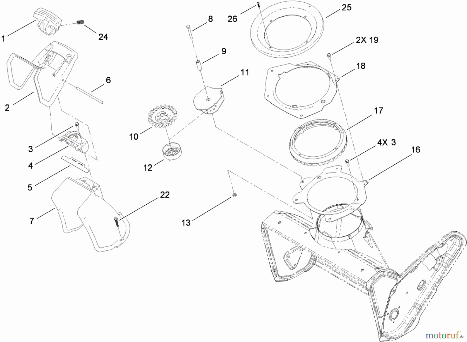  Toro Neu Snow Blowers/Snow Throwers Seite 1 38588 - Toro Power Clear Snowthrower, 2010 (310000001-310999999) CHUTE CONTROL ASSEMBLY