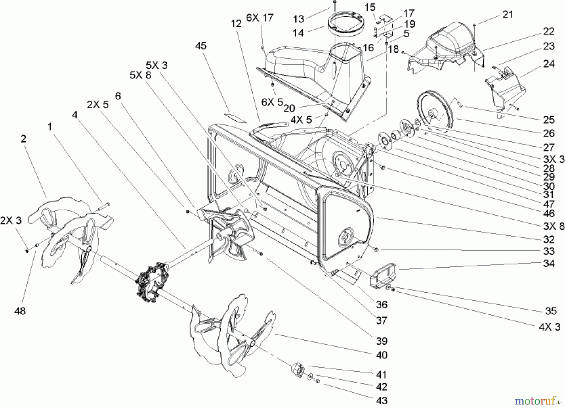 Toro Neu Snow Blowers/Snow Throwers Seite 1 38597 (6000) - Toro Power Max 6000 Snowthrower, 2008 (280000001-280999999) AUGER AND HOUSING ASSEMBLY