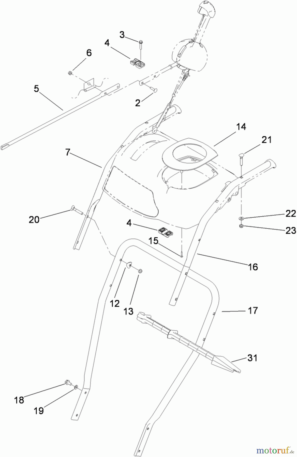 Toro Neu Snow Blowers/Snow Throwers Seite 1 38597 (826 O) - Toro Power Max 826 O Snowthrower, 2012 (312000001-312999999) HANDLE ASSEMBLY
