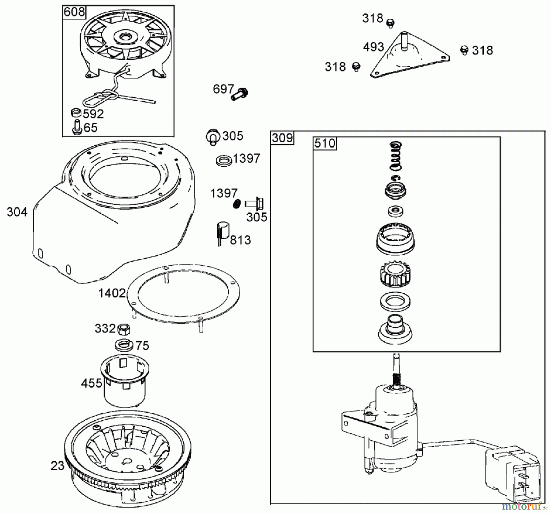  Toro Neu Snow Blowers/Snow Throwers Seite 1 38602 - Toro Snow Commander Snowthrower, 2001 (210000001-210999999) FLYWHEEL, BLOWER HOUSING, AND STARTER ASSEMBLIES BRIGGS AND STRATTON 084333-0199-E1