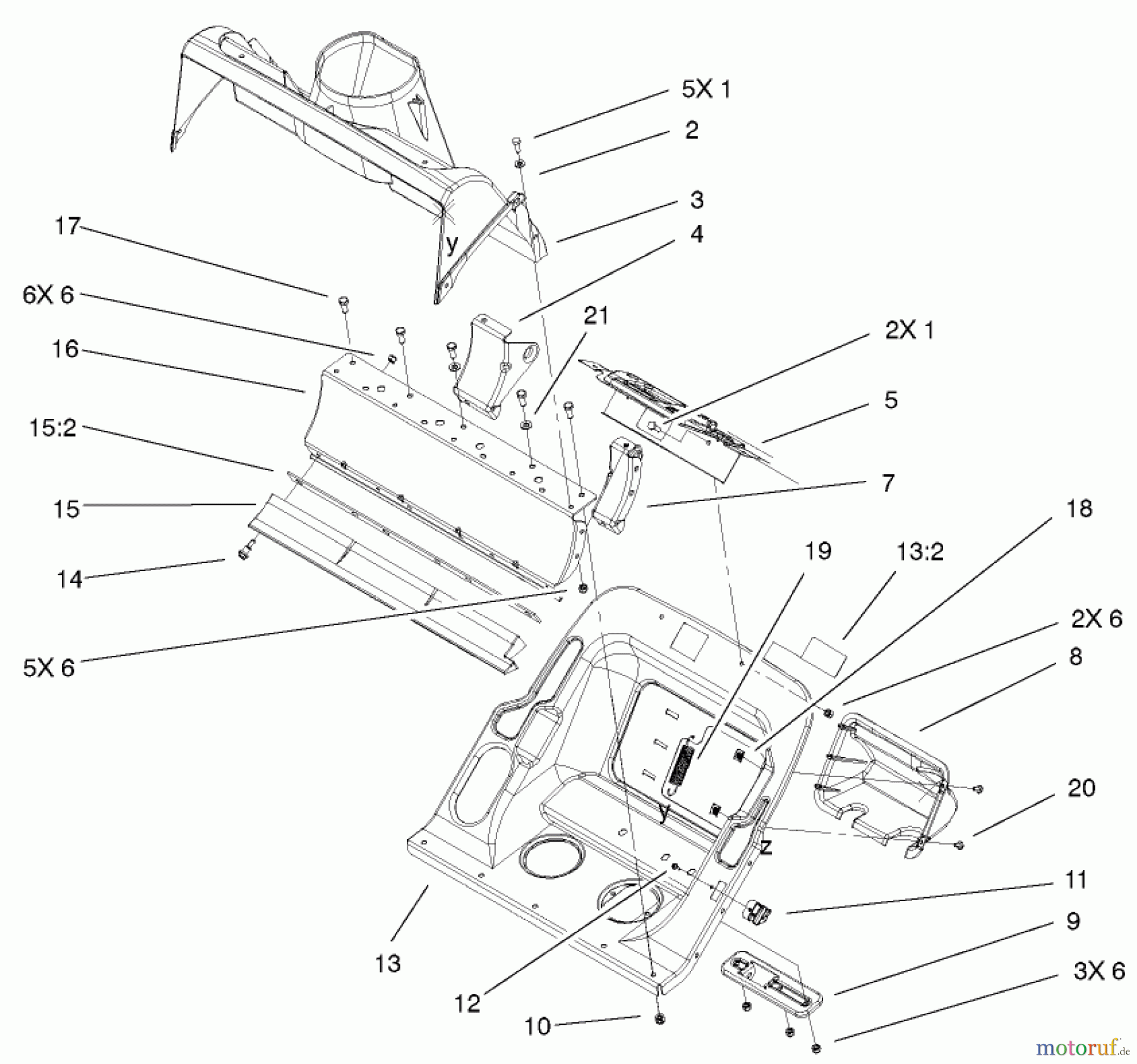  Toro Neu Snow Blowers/Snow Throwers Seite 1 38602 - Toro Snow Commander Snowthrower, 2001 (210000001-210999999) LOWER HOUSING ASSEMBLY