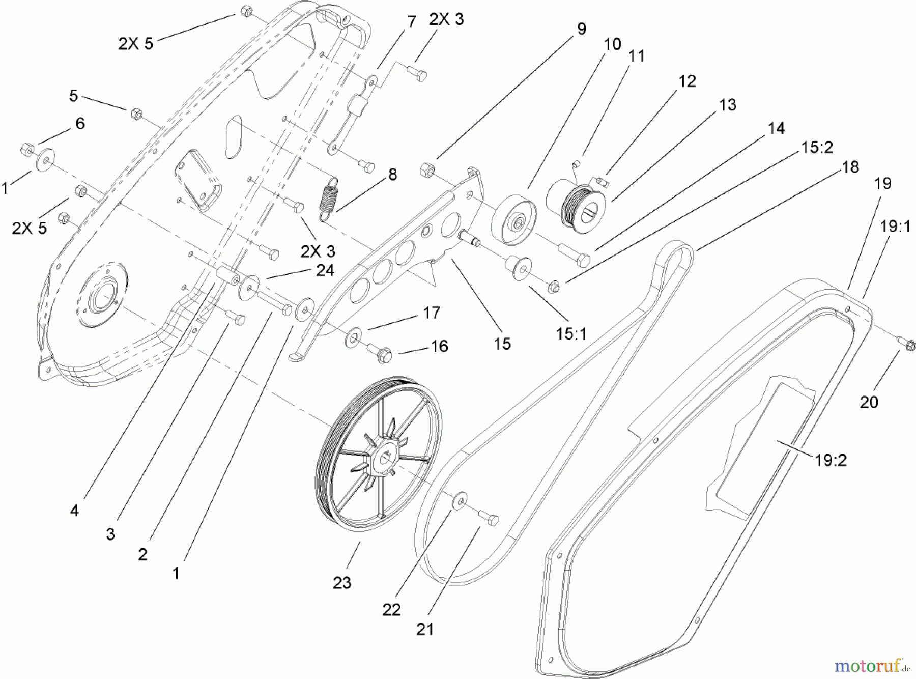  Toro Neu Snow Blowers/Snow Throwers Seite 1 38600 - Toro Snow Commander Snowthrower, 2006 (260010001-260999999) BELT DRIVE ASSEMBLY