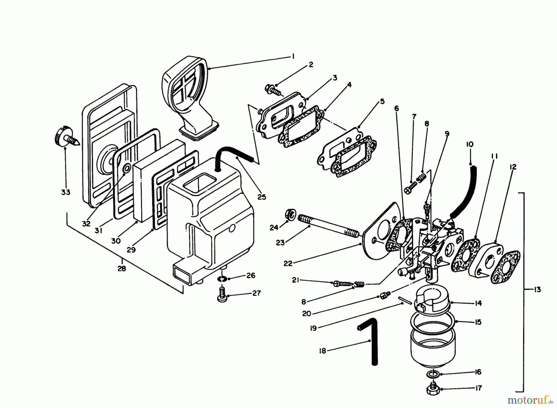 Toro Neu Generators 62005 (T500) - Toro Generator, T500, 1984 (4000001-4999999) AIR CLEANER & CARBURETOR ASSEMBLY