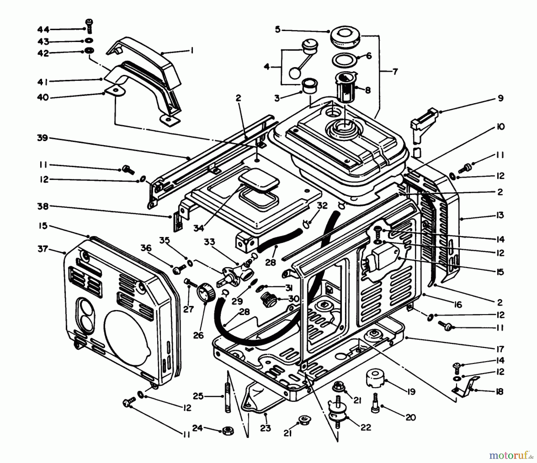 Toro Neu Generators 62005 (T500) - Toro Generator, T500, 1984 (4000001-4999999) FUEL TANK & COVER ASSEMBLY