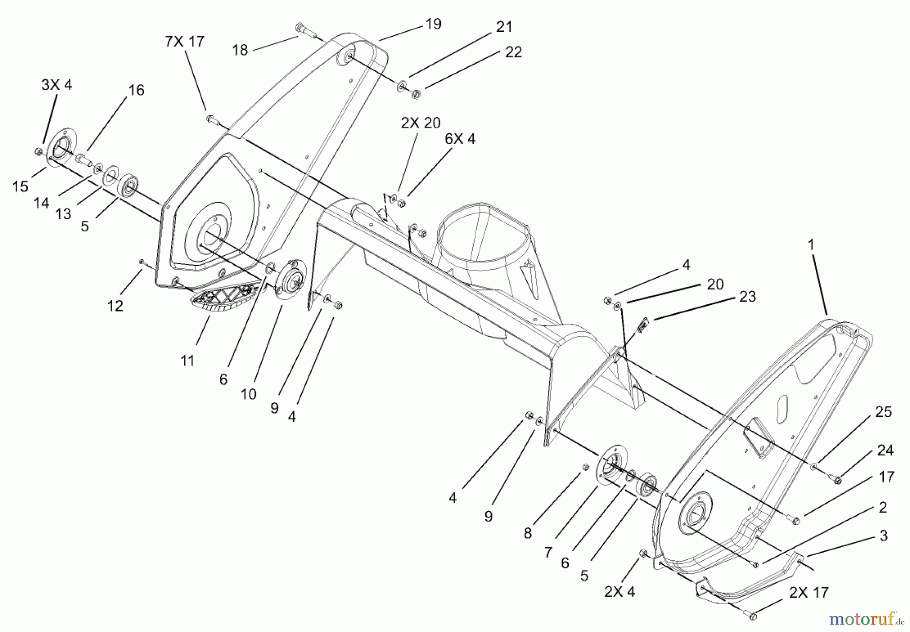 Toro Neu Snow Blowers/Snow Throwers Seite 1 38601 - Toro Snow Commander Snowthrower, 2004 (240000001-240999999) UPPER HOUSING AND SIDE PLATE ASSEMBLY