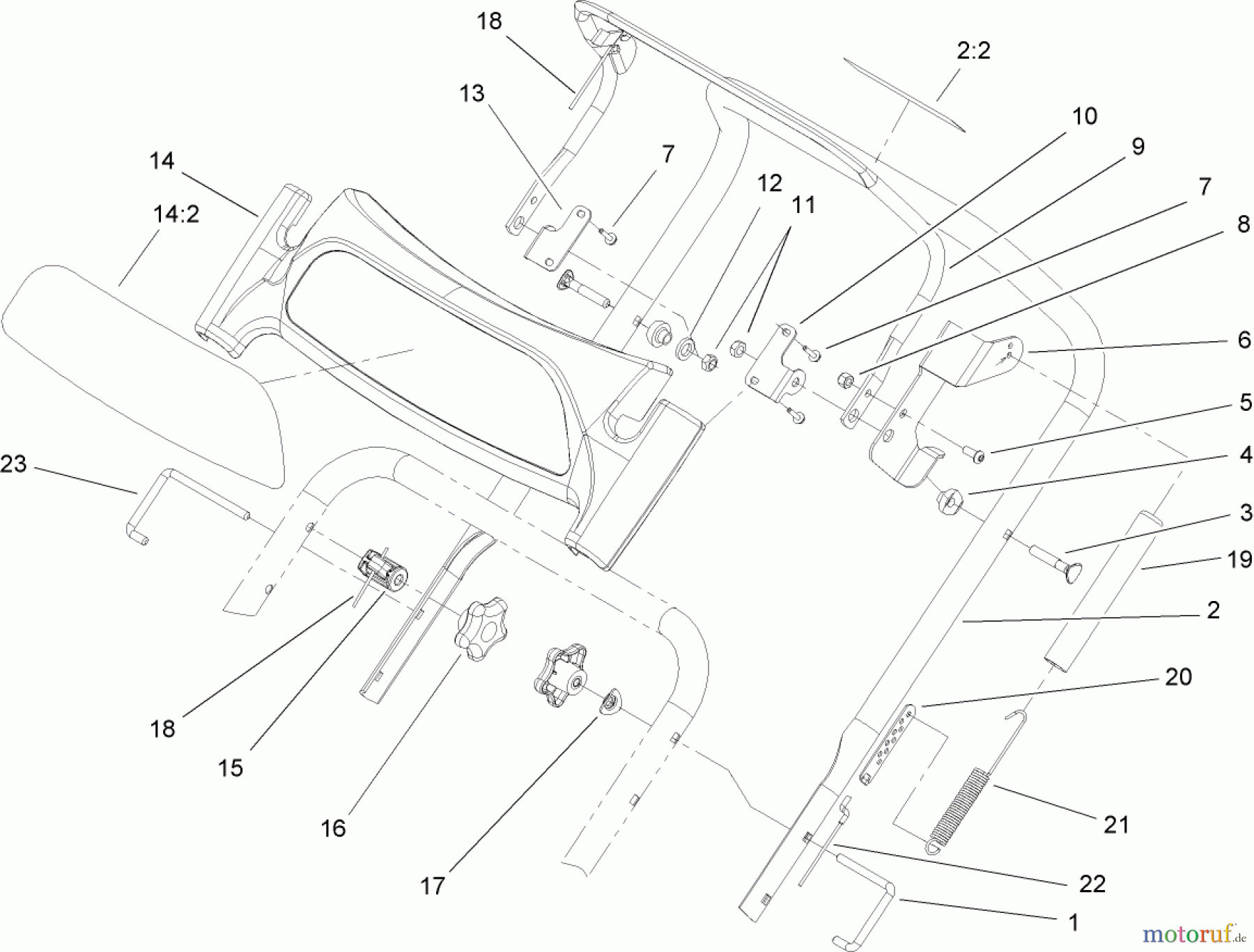 Toro Neu Snow Blowers/Snow Throwers Seite 2 38602 - Toro Snow Commander Snowthrower, 2006 (260000001-260010000) UPPER HANDLE ASSEMBLY