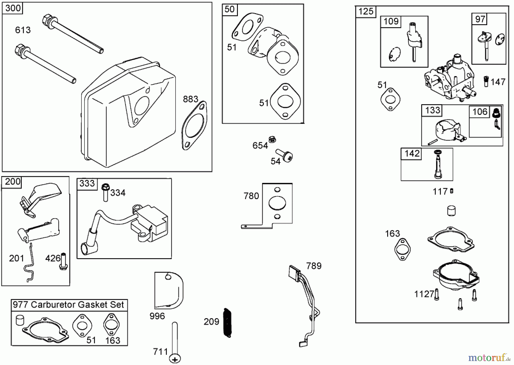  Toro Neu Snow Blowers/Snow Throwers Seite 2 38602 - Toro Snow Commander Snowthrower, 2008 (280000001-280999999) INTAKE MANIFOLD, CARBURETOR, AND MUFFLER ASSEMBLIES BRIGGS AND STRATTON 084333-0199-E1