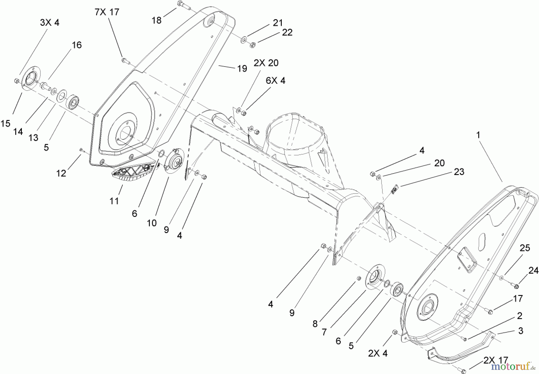  Toro Neu Snow Blowers/Snow Throwers Seite 2 38603 - Toro Snow Commander Snowthrower, 2005 (250000001-250999999) UPPER HOUSING AND SIDE PLATE ASSEMBLY