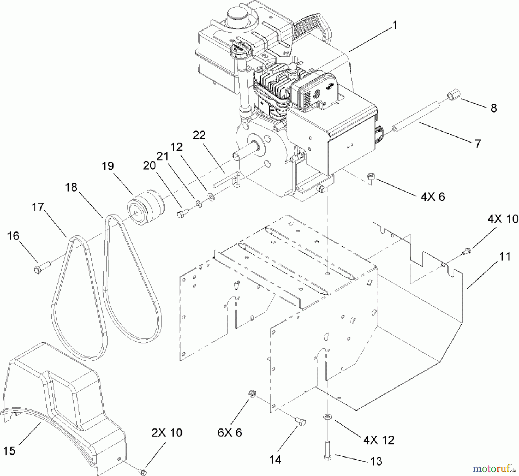  Toro Neu Snow Blowers/Snow Throwers Seite 2 38605 (522) - Toro 522 Power Throw Snowthrower, 2007 (270004505-270999999) ENGINE ASSEMBLY