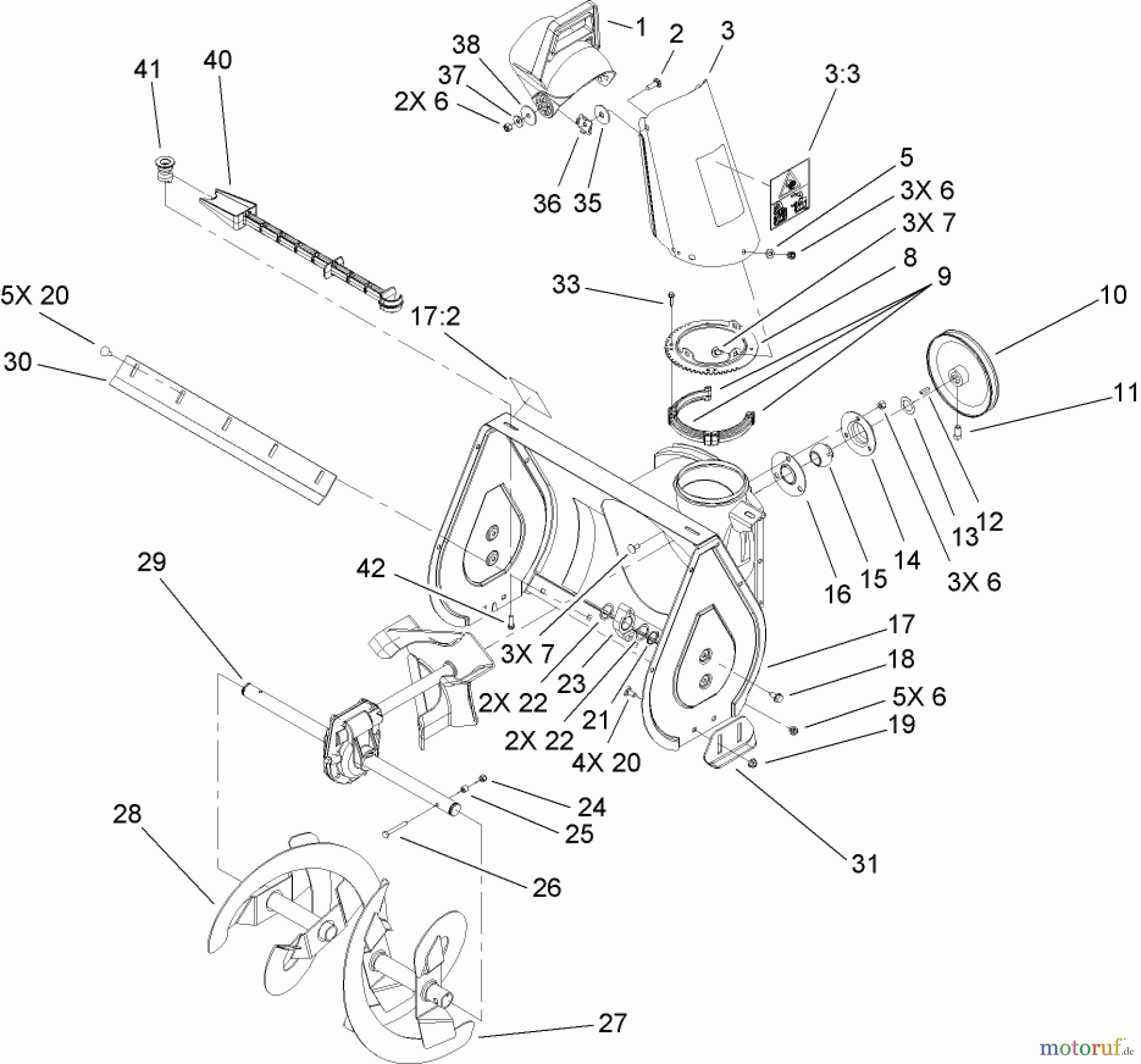 Toro Neu Snow Blowers/Snow Throwers Seite 2 38605 (522) - Toro 522 Power Throw Snowthrower, 2009 (290000001-290999999) AUGER AND HOUSING ASSEMBLY