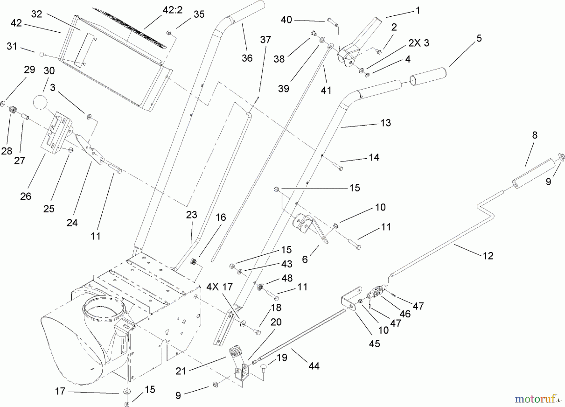Toro Neu Snow Blowers/Snow Throwers Seite 2 38606 (622R) - Toro 622R Power Throw Snowthrower, 2009 (290000001-290999999) HANDLE AND CONTROL ASSEMBLY