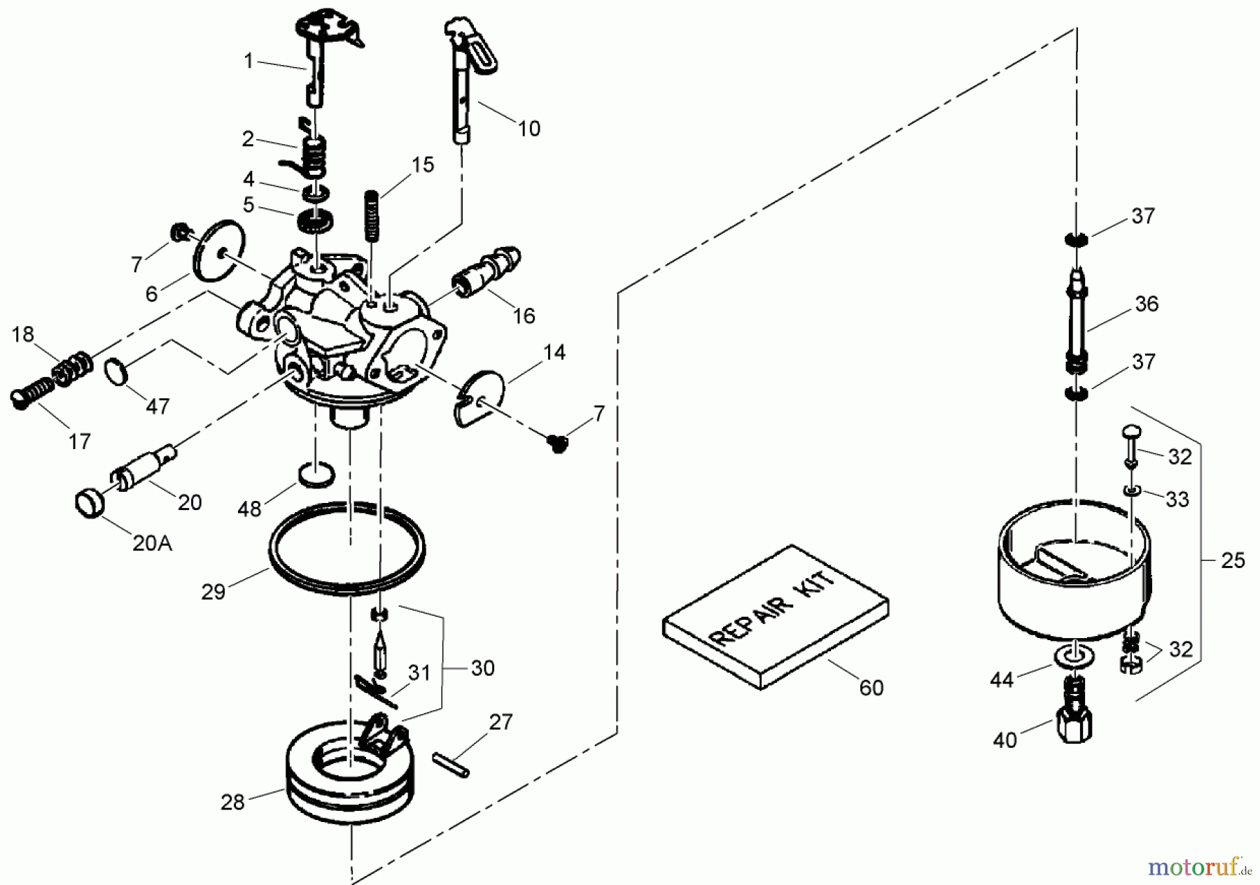 Toro Neu Snow Blowers/Snow Throwers Seite 2 38607 (622E) - Toro 622E Power Throw Snowthrower, 2009 (290000001-290999999) CARBURETOR ASSEMBLY NO. 640058A TECUMSEH OH195SA-72563G