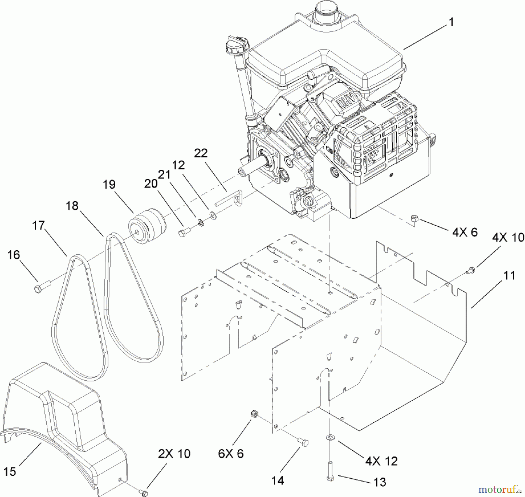  Toro Neu Snow Blowers/Snow Throwers Seite 2 38607 (622E) - Toro 622E Power Throw Snowthrower, 2008 (280000001-280999999) ENGINE ASSEMBLY