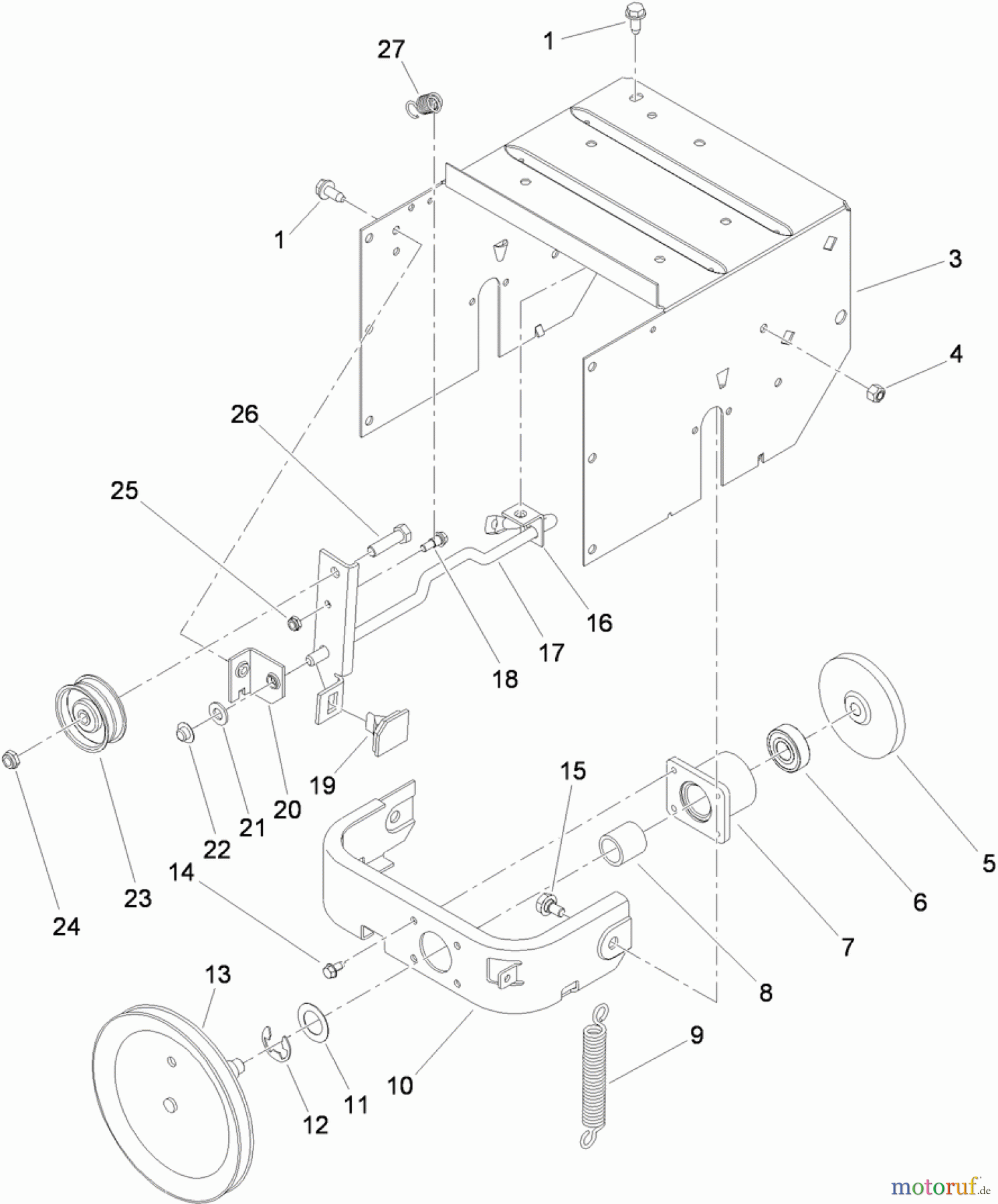 Toro Neu Snow Blowers/Snow Throwers Seite 2 38608 (722 E) - Toro 722 E Power Throw Snowthrower, 2011 (SN 311000001-311999999) FRAME AND PULLEY ASSEMBLY