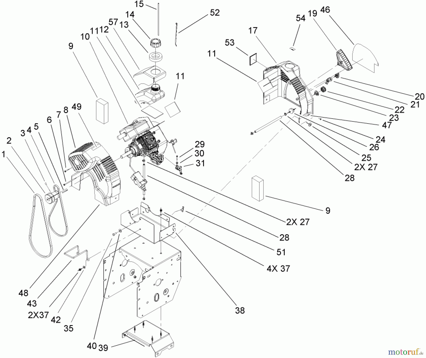 Toro Neu Snow Blowers/Snow Throwers Seite 2 38610 (6000) - Toro Power Max 6000 Snowthrower, 2005 (250010001-250999999) 2 CYCLE ENGINE AND FRAME ASSEMBLY