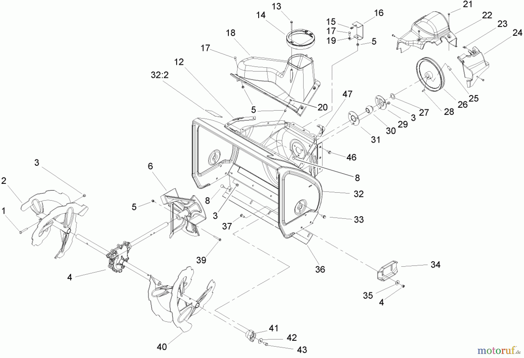 Toro Neu Snow Blowers/Snow Throwers Seite 2 38610 (6000) - Toro Power Max 6000 Snowthrower, 2005 (250010001-250999999) AUGER AND HOUSING ASSEMBLY