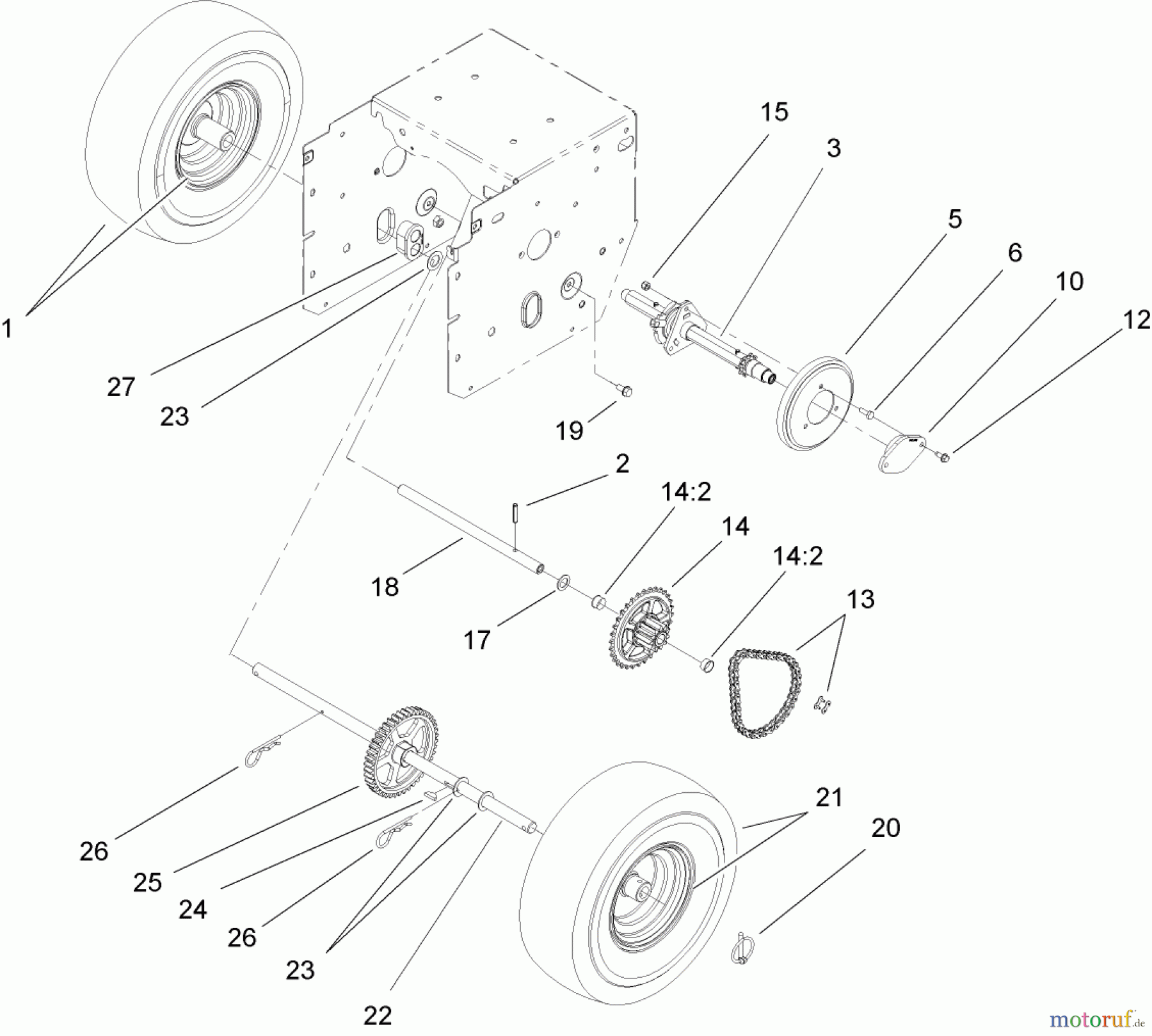 Toro Neu Snow Blowers/Snow Throwers Seite 2 38610 (6000) - Toro Power Max 6000 Snowthrower, 2005 (250010001-250999999) CHAIN DRIVE ASSEMBLY