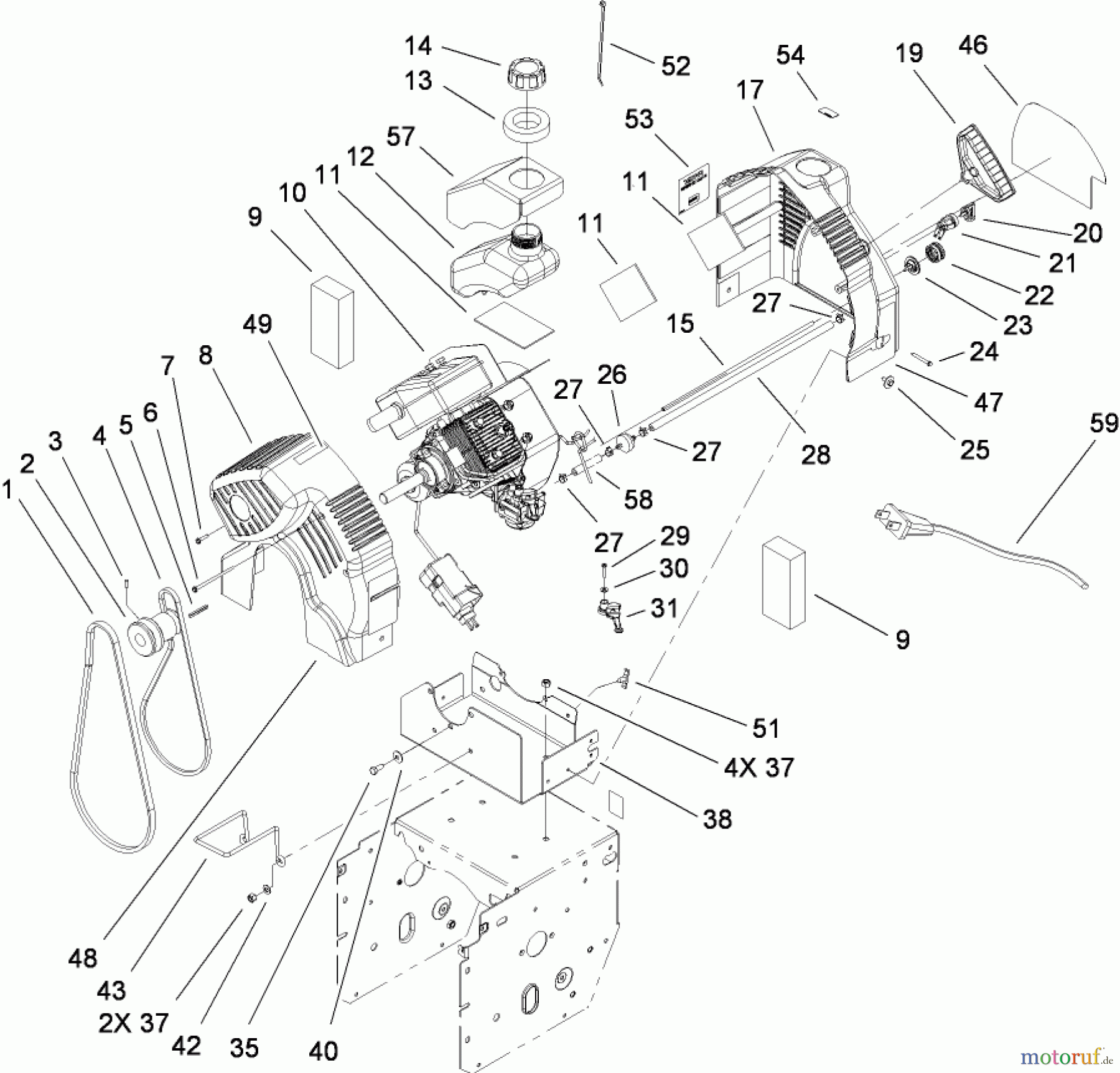  Toro Neu Snow Blowers/Snow Throwers Seite 2 38610 (6000) - Toro Power Max 6000 Snowthrower, 2008 (280000001-280999999) ENGINE AND FRAME ASSEMBLY