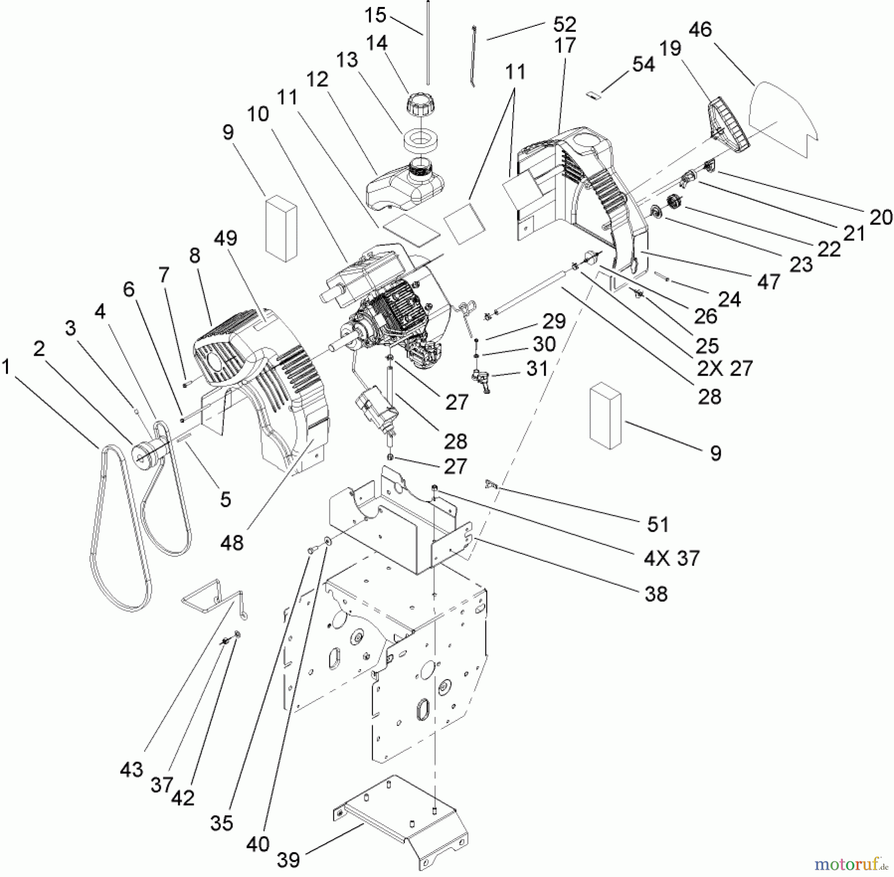 Toro Neu Snow Blowers/Snow Throwers Seite 2 38610 (726 TE) - Toro Power Max 726 TE Snowthrower, 2004 (240000001-240999999) ENGINE AND FRAME ASSEMBLY