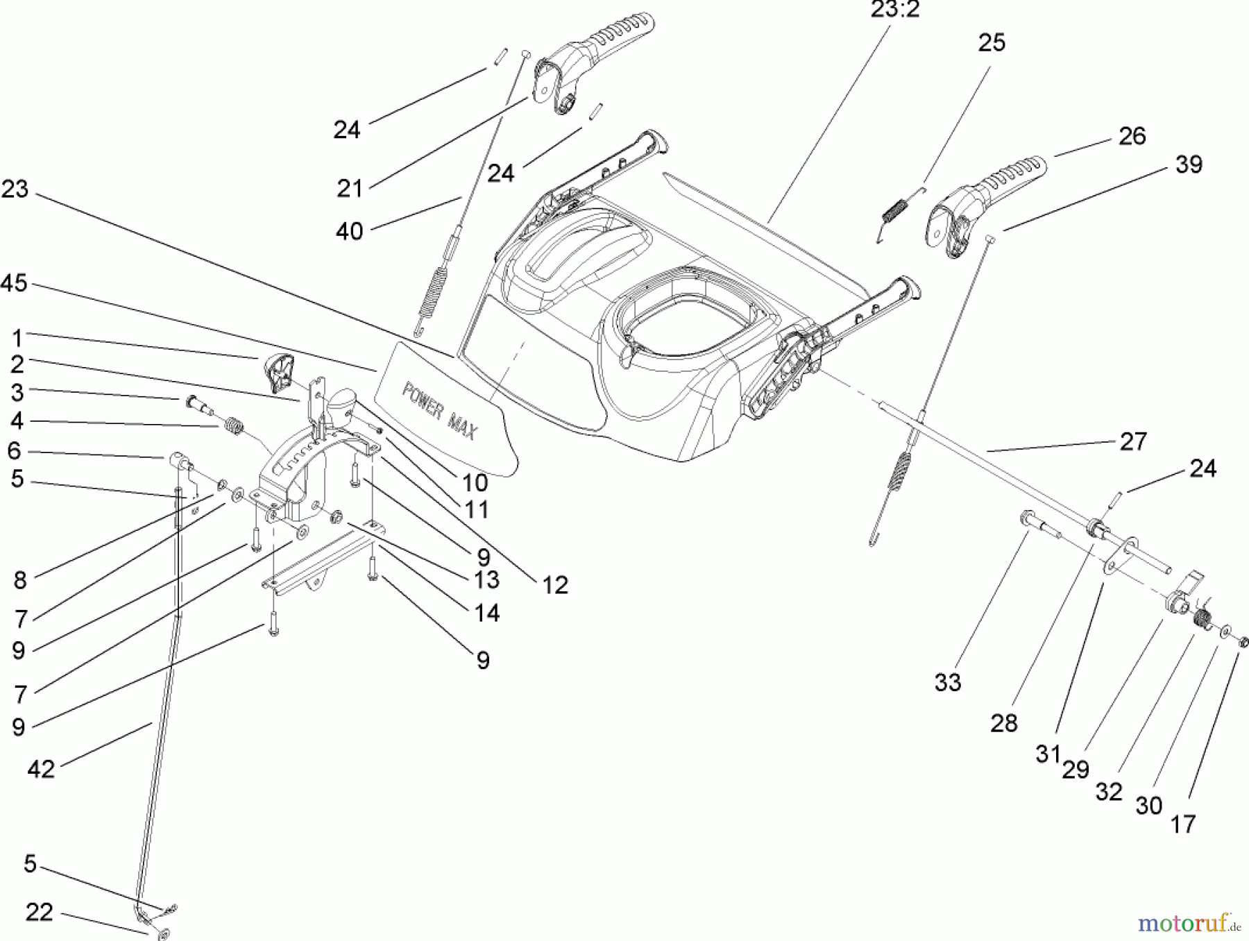 Toro Neu Snow Blowers/Snow Throwers Seite 2 38610 (726 TE) - Toro Power Max 726 TE Snowthrower, 2005 (250000001-250010000) HANDLE CONTROL ASSEMBLY