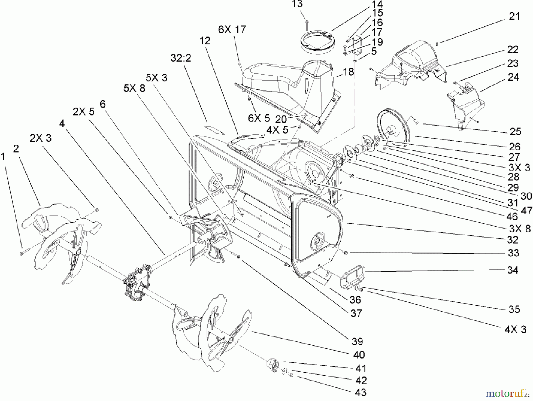  Toro Neu Snow Blowers/Snow Throwers Seite 2 38611 (726 TE) - Toro Power Max 726 TE Snowthrower, 2005 (250000001-250999999) AUGER AND HOUSING ASSEMBLY