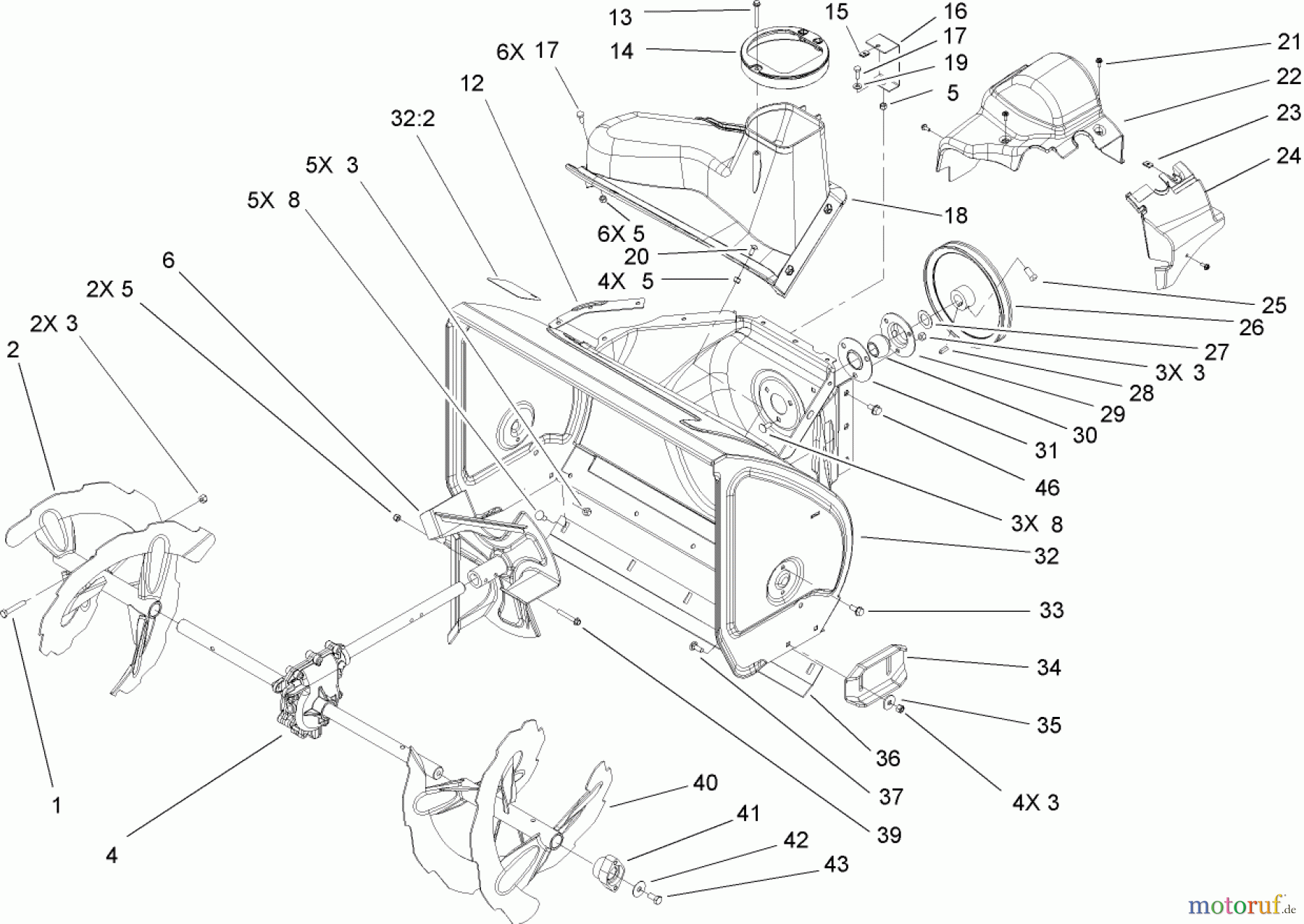  Toro Neu Snow Blowers/Snow Throwers Seite 2 38620 (826 LE) - Toro Power Max 826 LE Snowthrower, 2004 (240000001-240999999) AUGER AND HOUSING ASSEMBLY